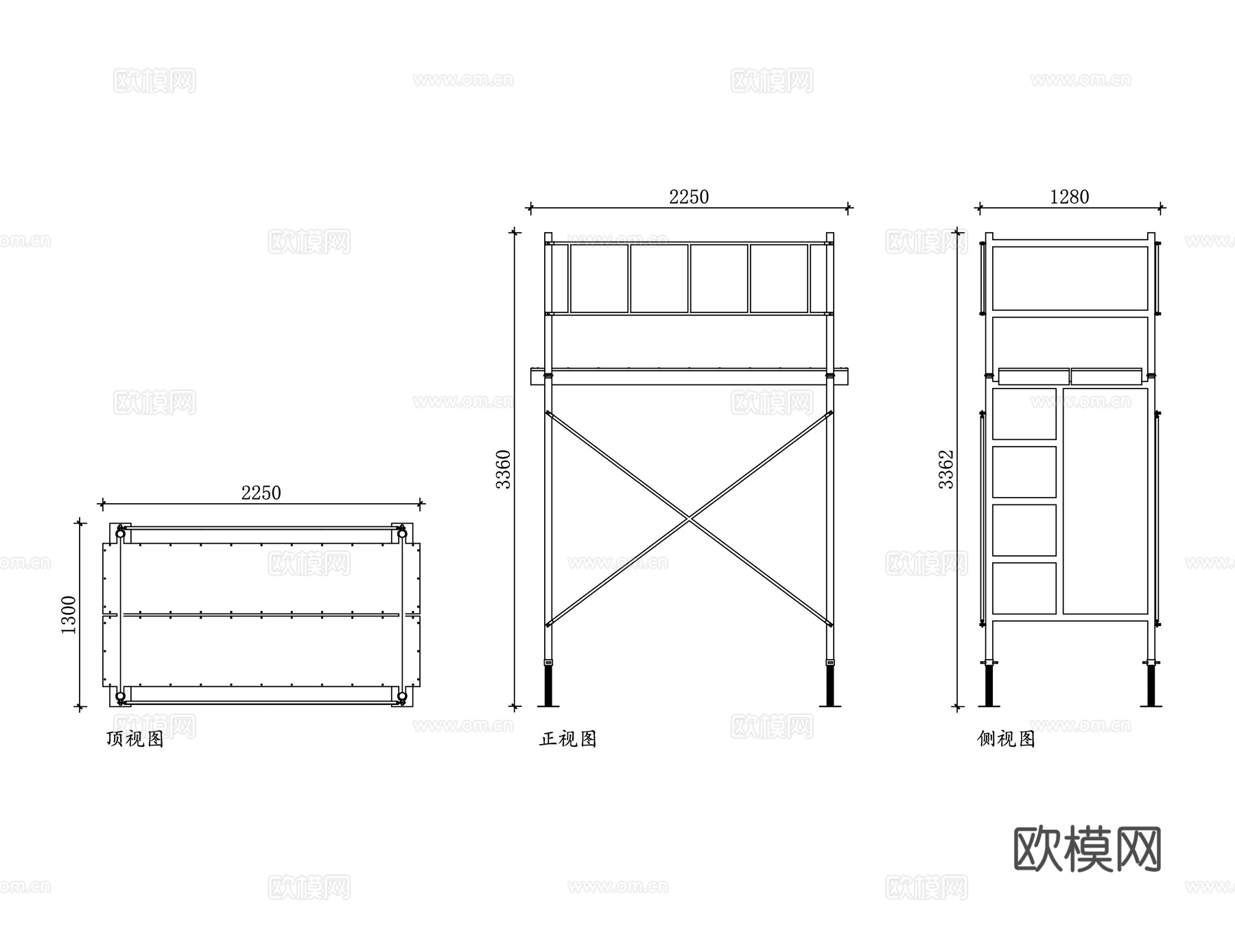 钢管架 扣件式脚手架 建筑钢管架 施工脚手架 钢管支撑架cad施工图