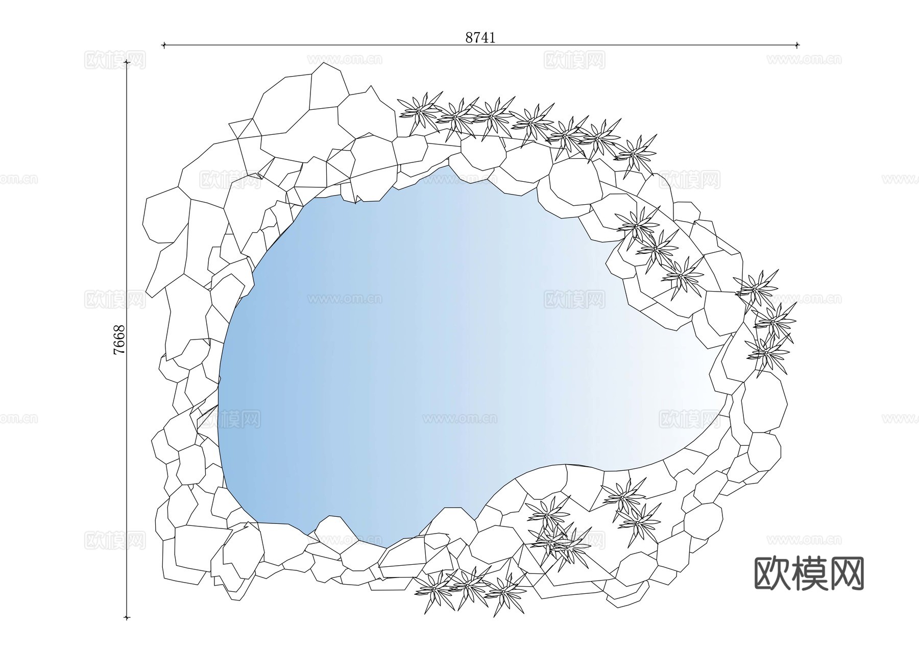 庭院池塘 花园水池 景观池塘 私家鱼池 园林水池cad施工图