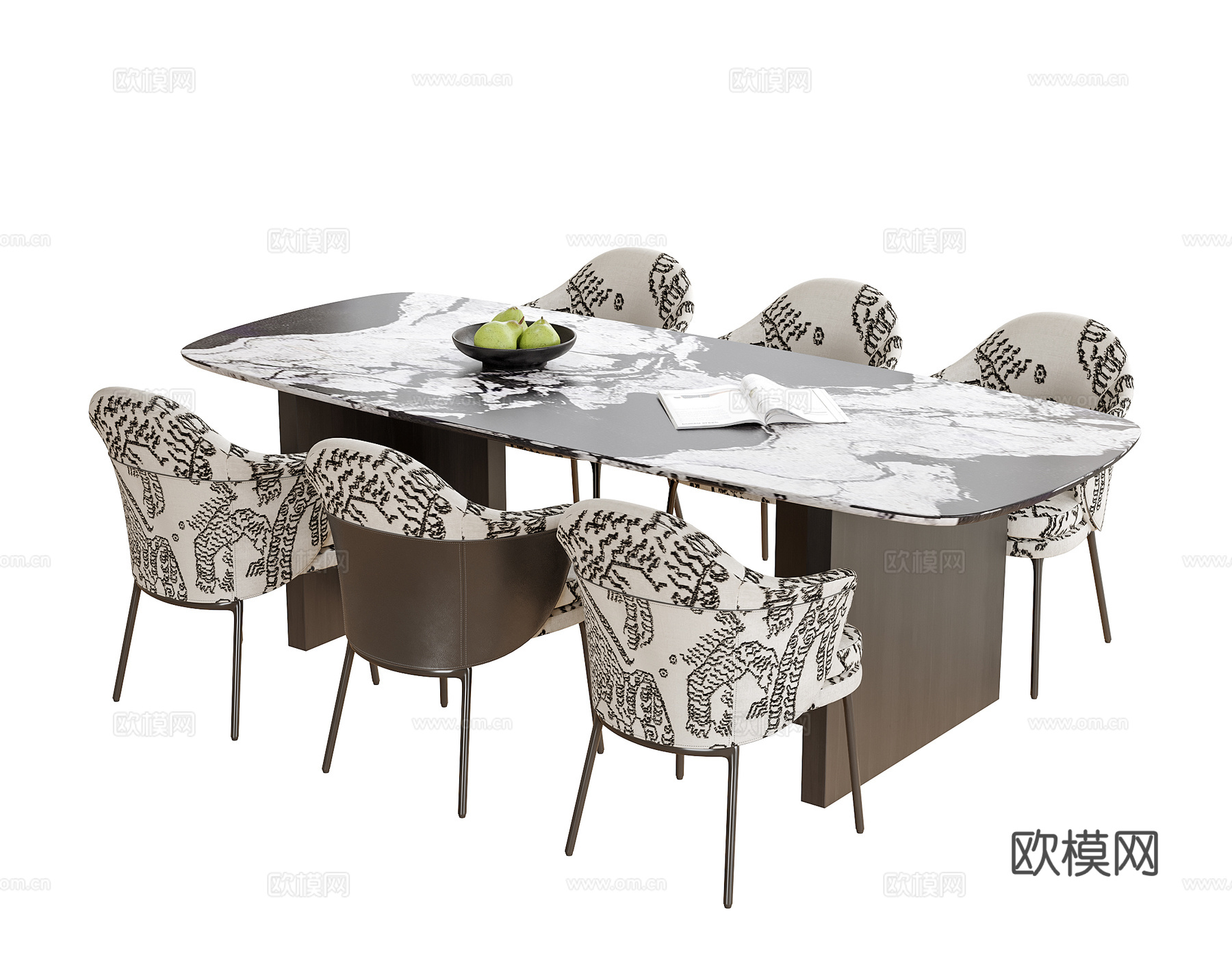 现代餐桌椅 餐椅 餐桌su模型