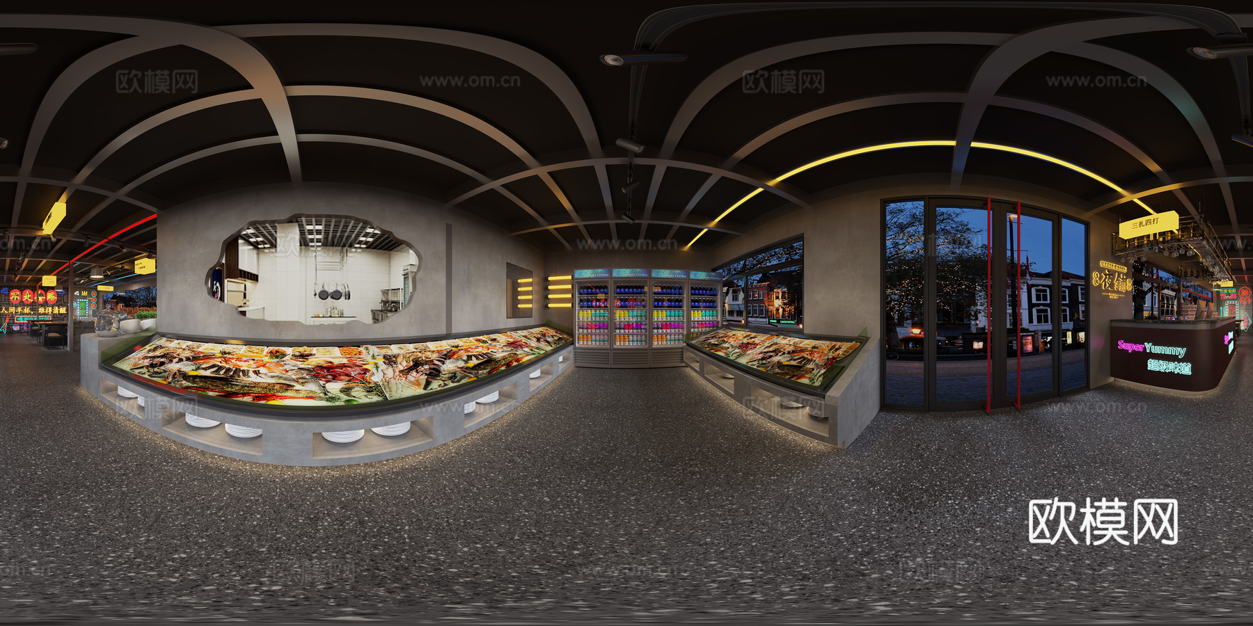 网红风烧烤店 最新全套 效果图 施工图设计cad施工图