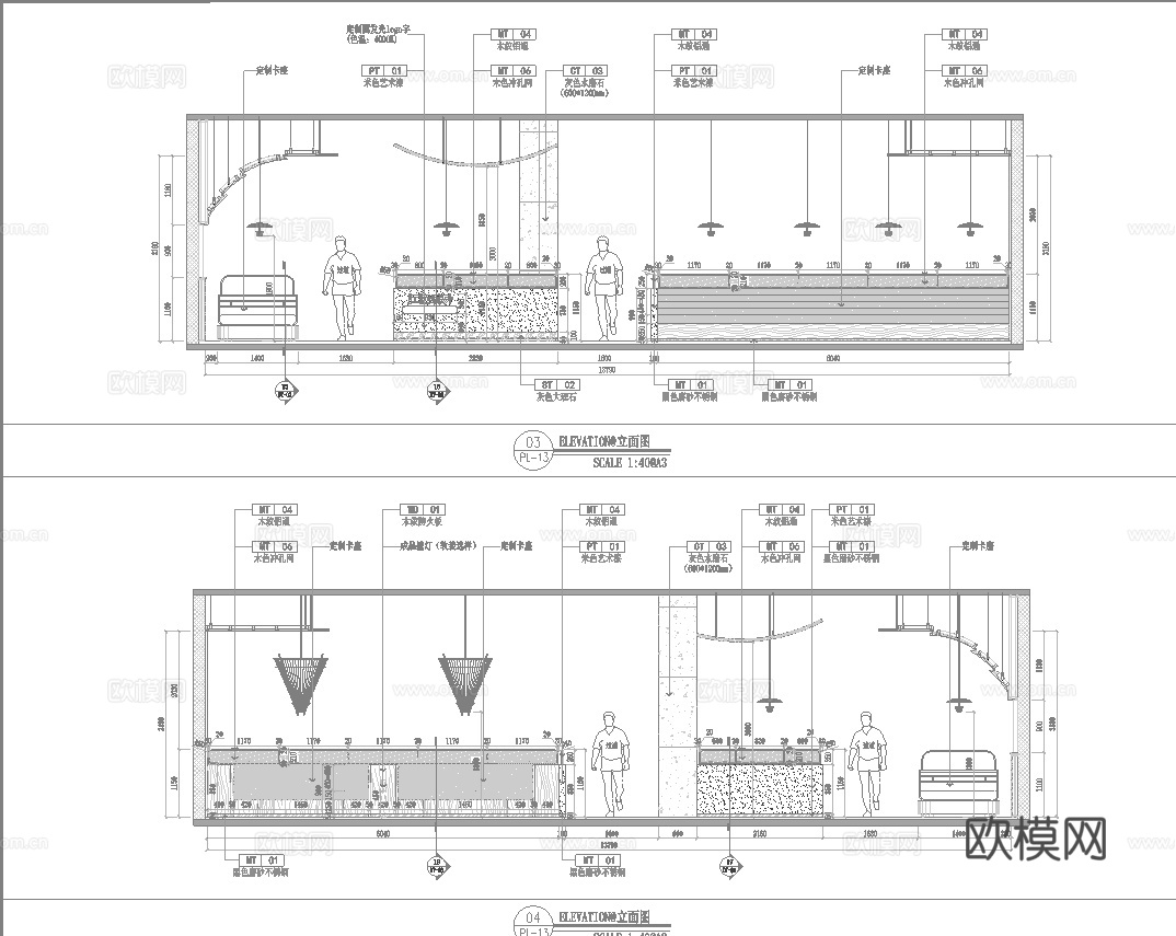 高档烤鱼店 最新全套 效果图 施工图设计cad施工图