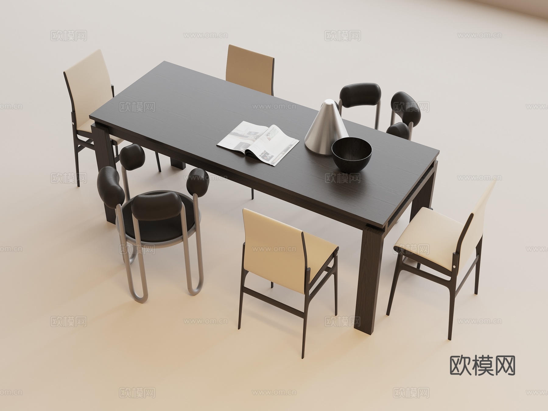 餐桌椅组合 餐桌 休闲椅su模型