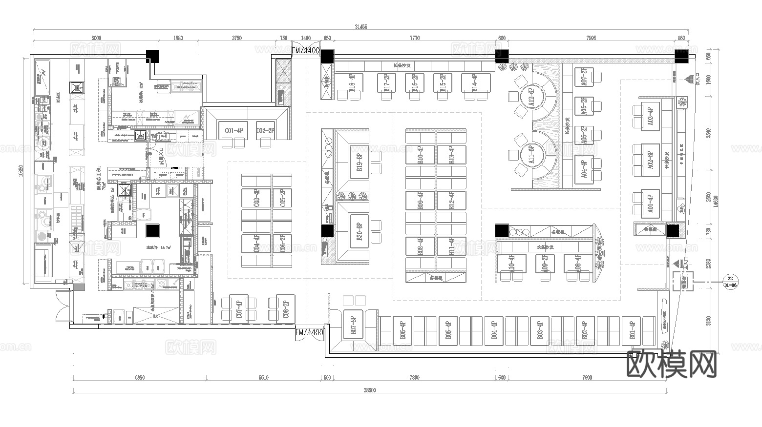 高档烤鱼店 最新全套 效果图 施工图设计cad施工图