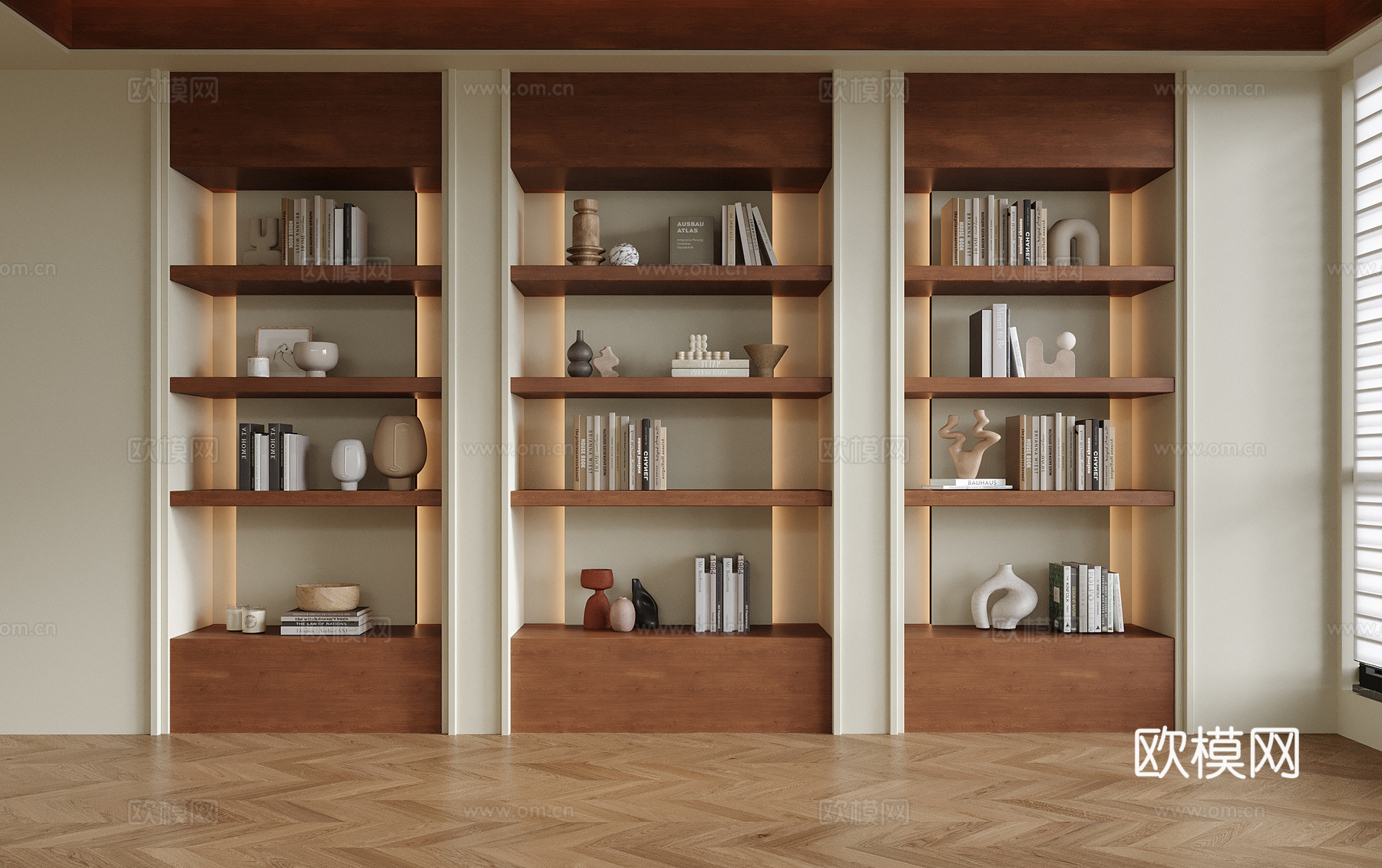 现代书柜 书籍摆件su模型