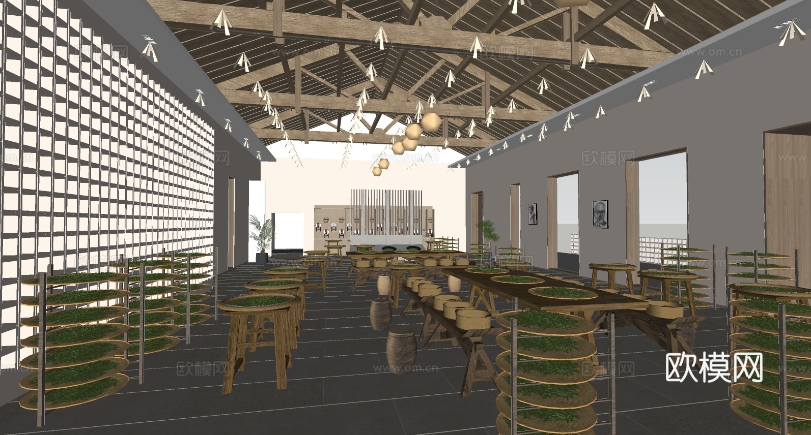 现代手工坊 茶叶手工坊 非遗手工坊 茶叶su模型