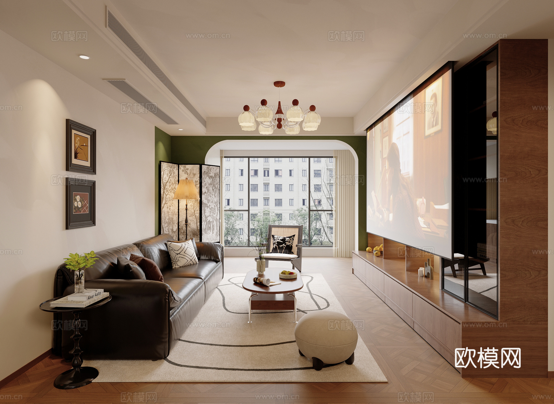 中古风客厅su模型