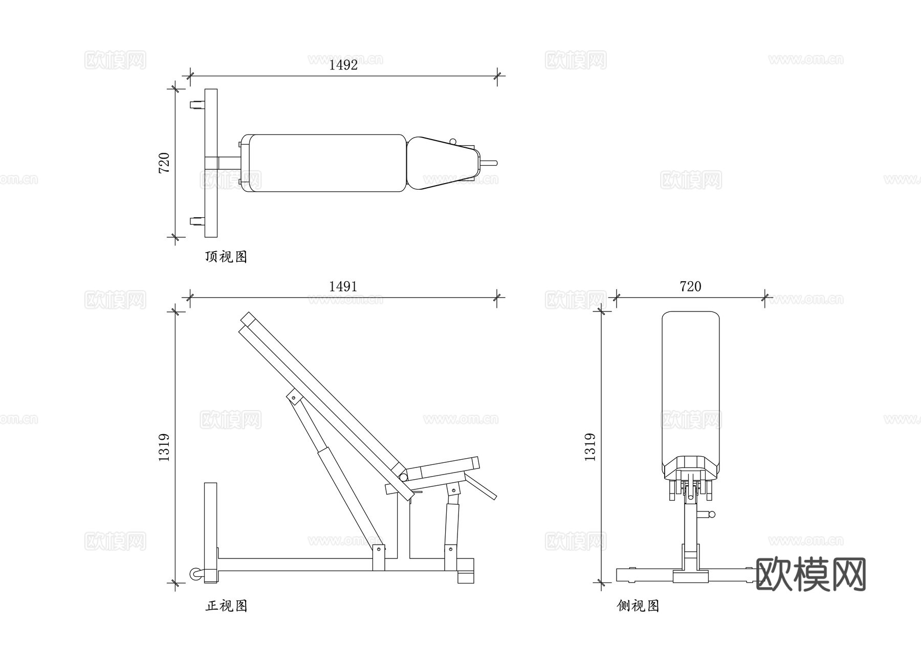 腹肌健身凳 健腹训练凳 收腹训练凳 腹肌练习凳 腹部训练凳cad施工图
