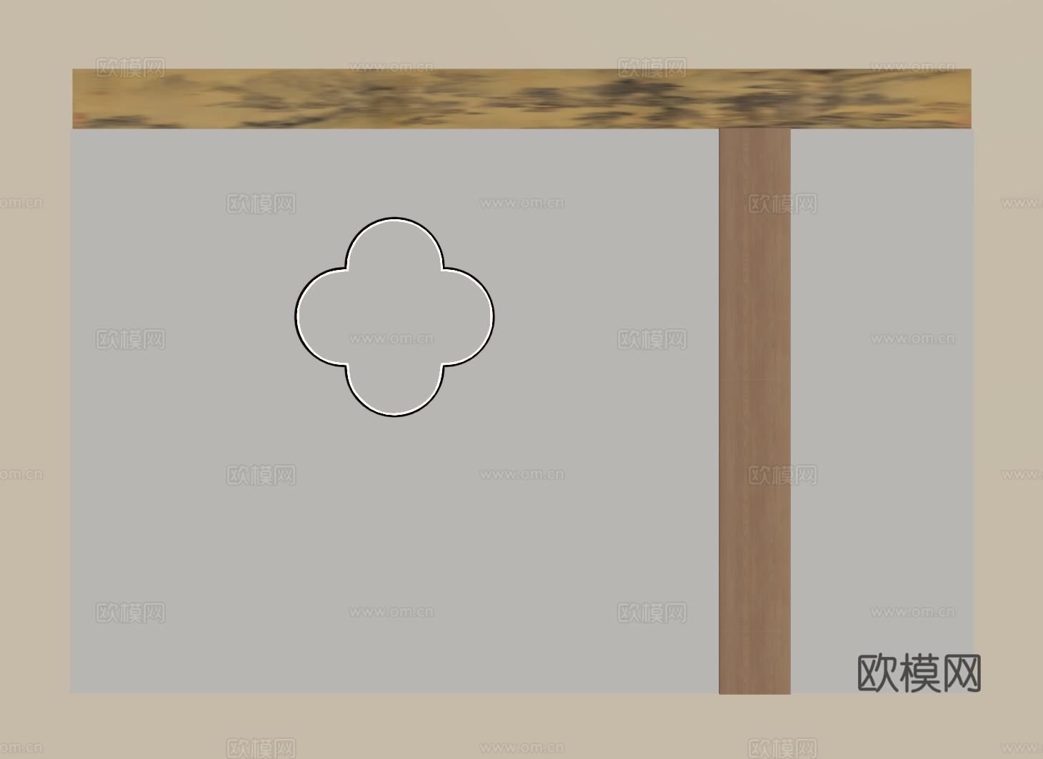 新中式床头背景墙 宋氏卧室背景墙 包间床头背景su模型