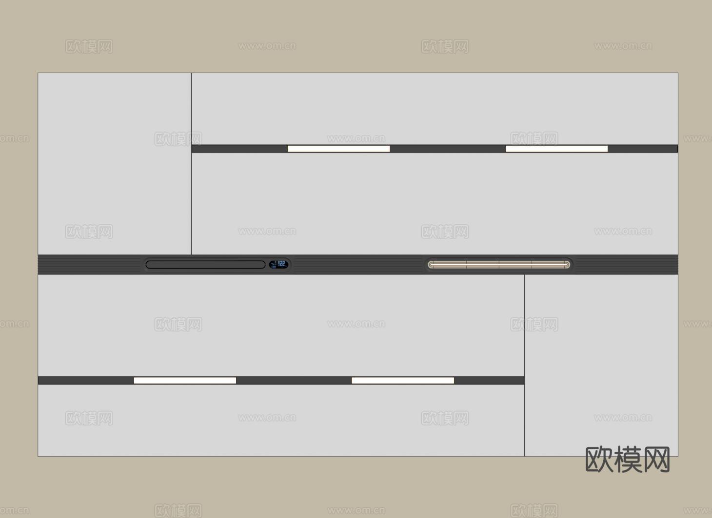 现代蜂窝大板吊顶 集成吊顶 无主灯吊顶 卫生间吊顶su模型