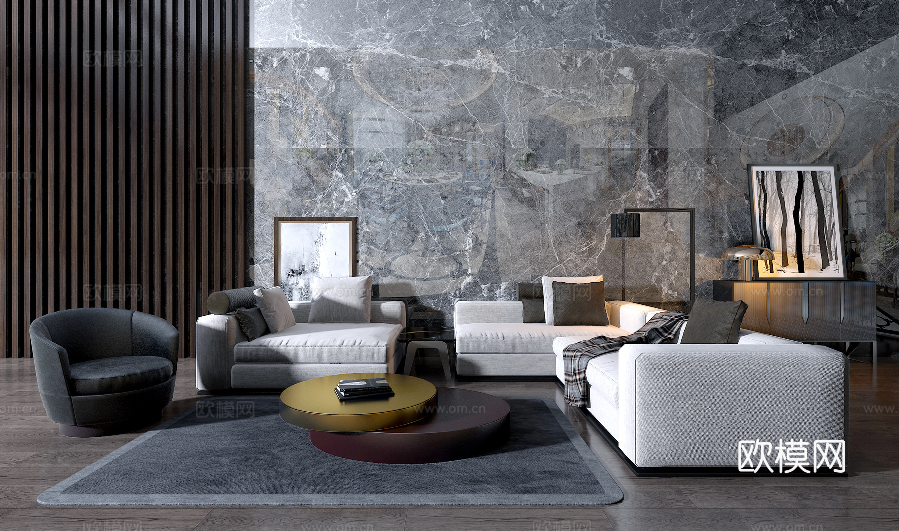 现代沙发组合3d模型下载