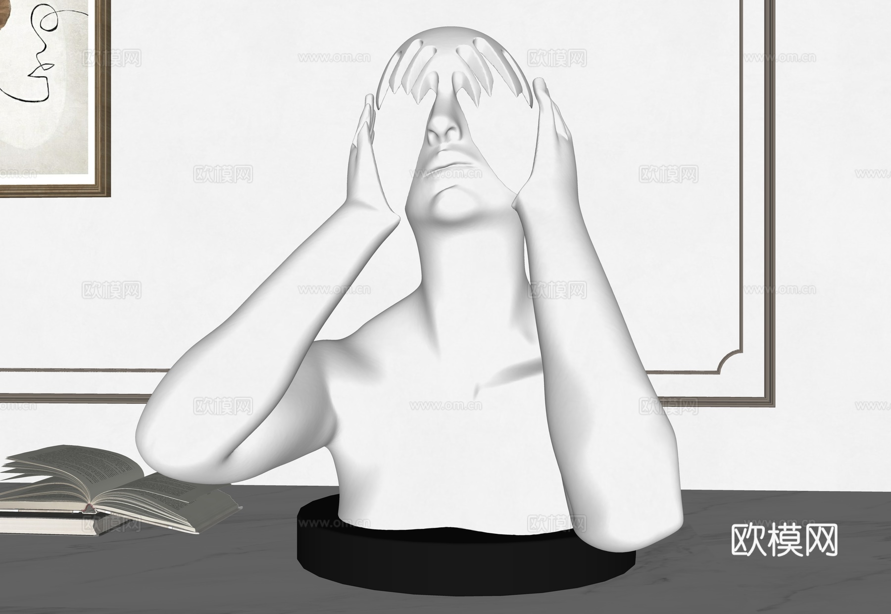 现代雕塑 人物雕塑 艺术摆件 雕塑摆件 头像摆件 石膏头像su模型