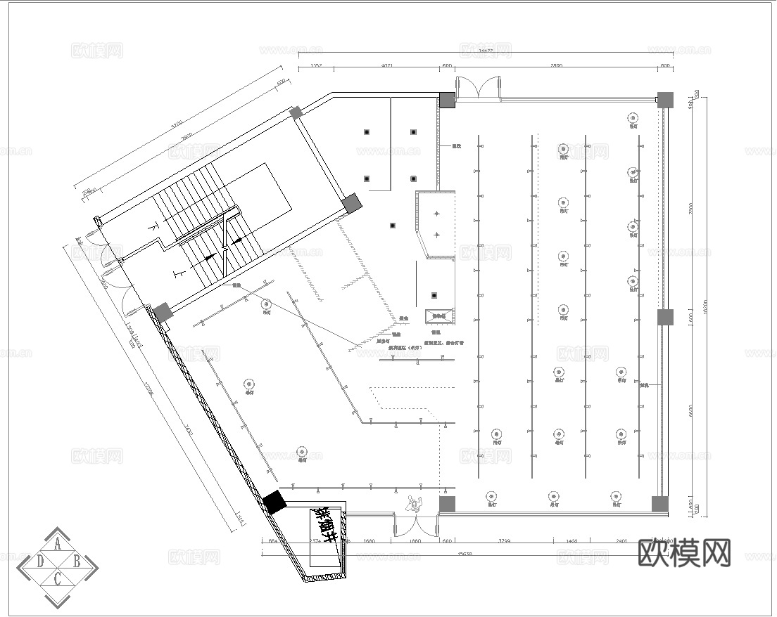 网红风烧烤店 最新全套 效果图 施工图设计cad施工图