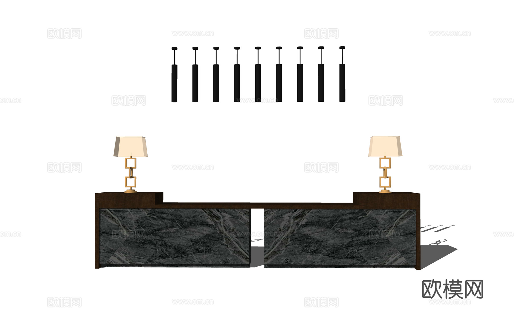 公司前台 电脑 前台接待 办公室 工装 办公 办公空间su模型