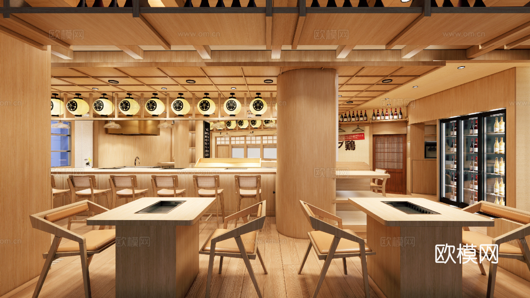 日式烧烤店 最新全套 效果图 施工图设计cad施工图