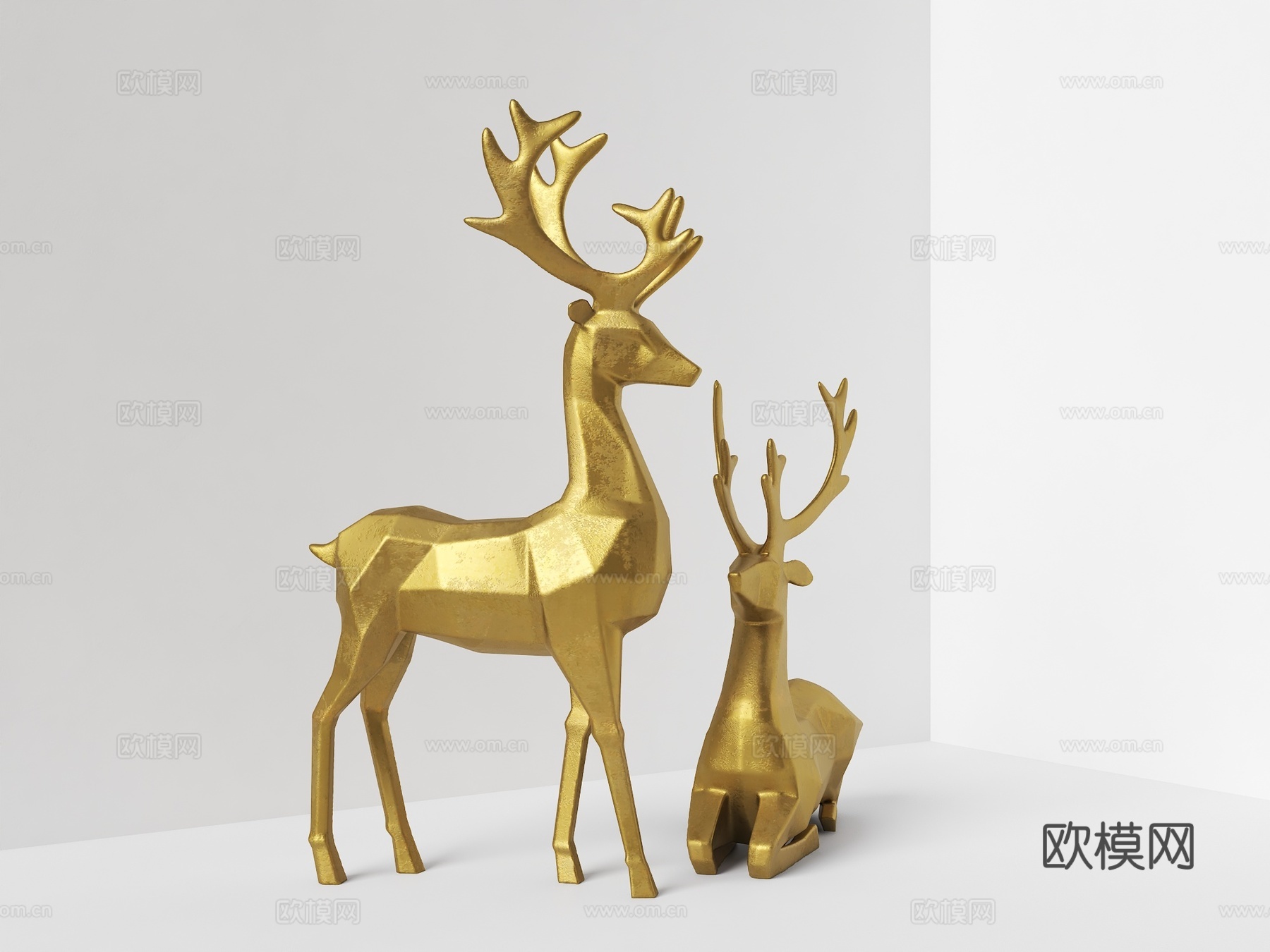 现代雕塑 景观雕塑 鹿雕塑 动物雕塑 鹿 雕塑摆件 金属雕塑su模型