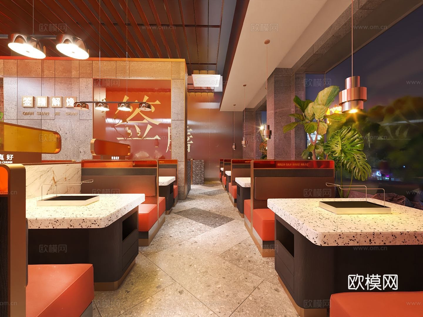 网红风烧烤店 最新全套 效果图 施工图设计cad施工图