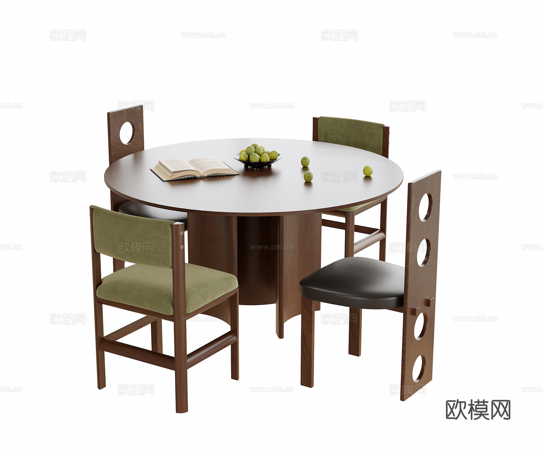 现代餐桌椅 圆形餐桌 餐椅su模型