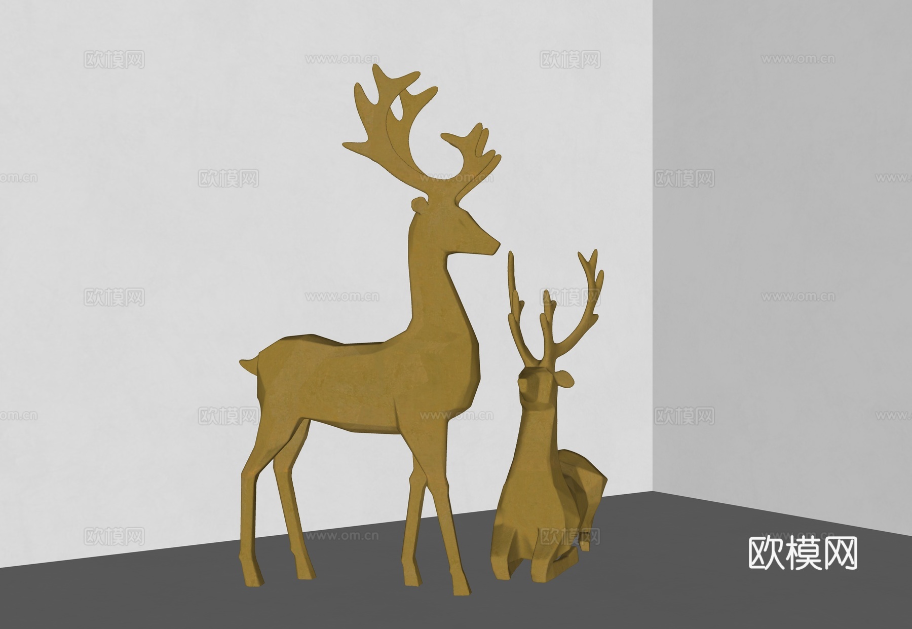 现代雕塑 景观雕塑 鹿雕塑 动物雕塑 鹿 雕塑摆件 金属雕塑su模型