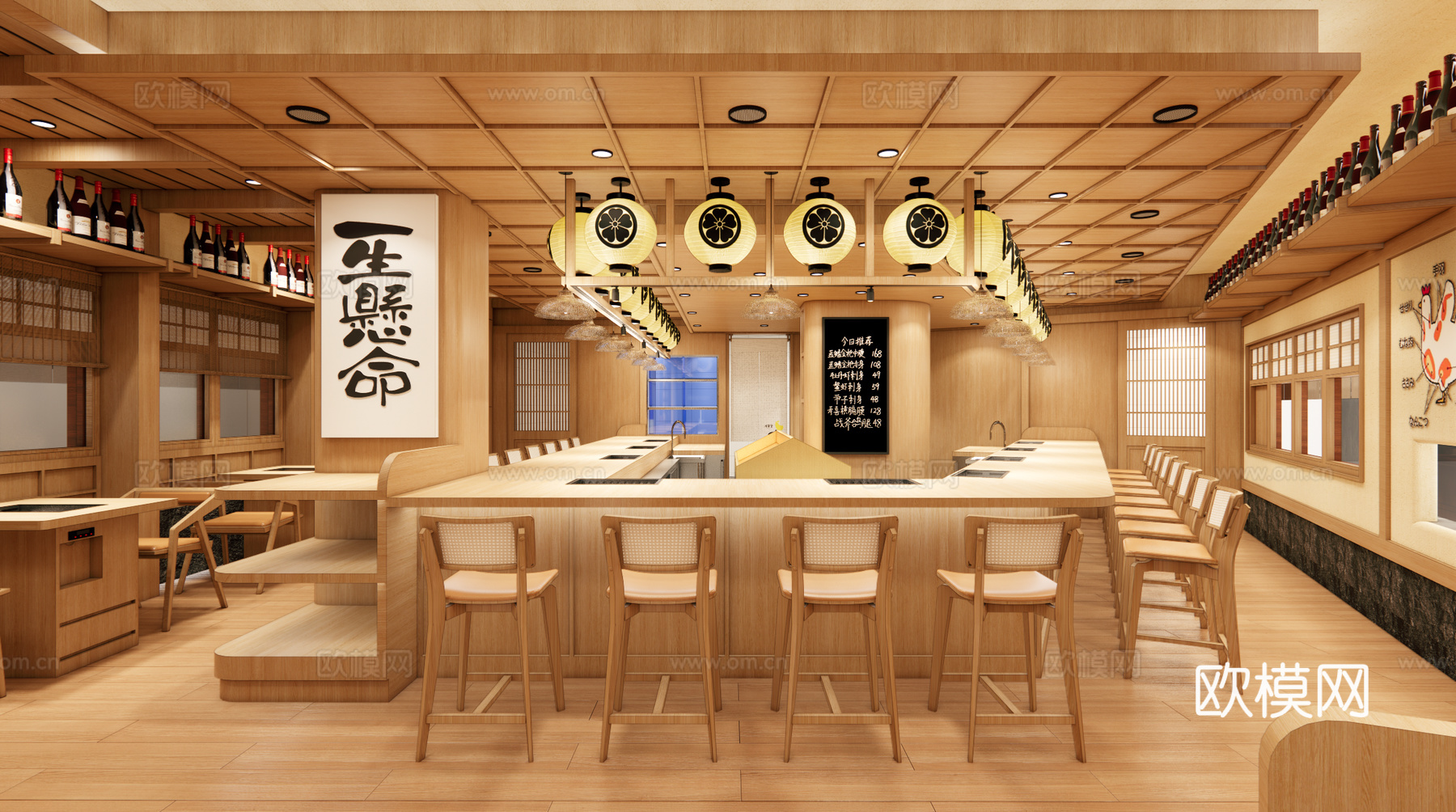 日式烧烤店 最新全套 效果图 施工图设计cad施工图