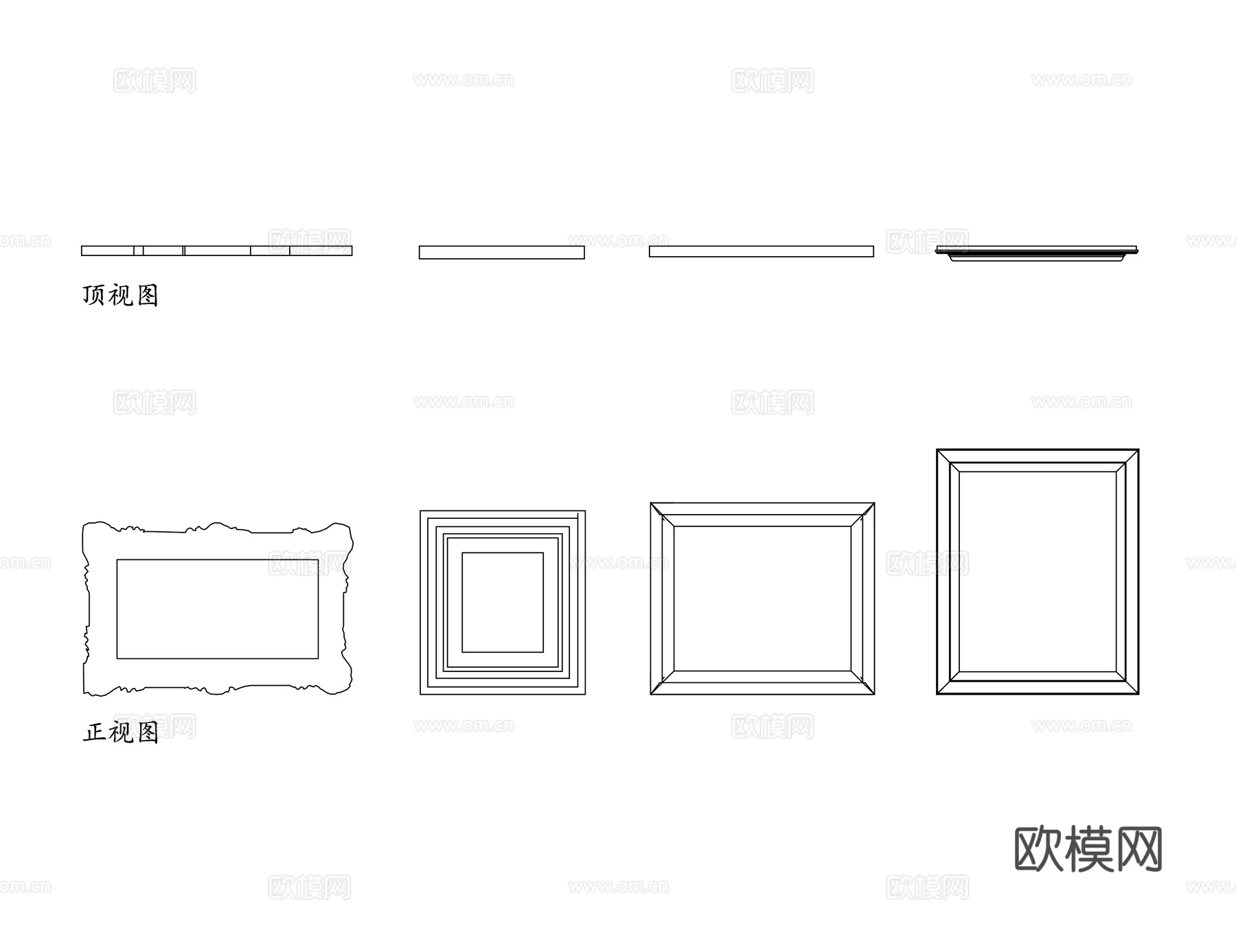 复古画框 怀旧相框 欧式复古相框 老式相框 仿古相框cad施工图