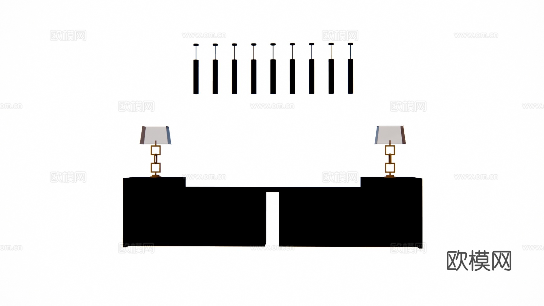 公司前台 电脑 前台接待 办公室 工装 办公 办公空间su模型