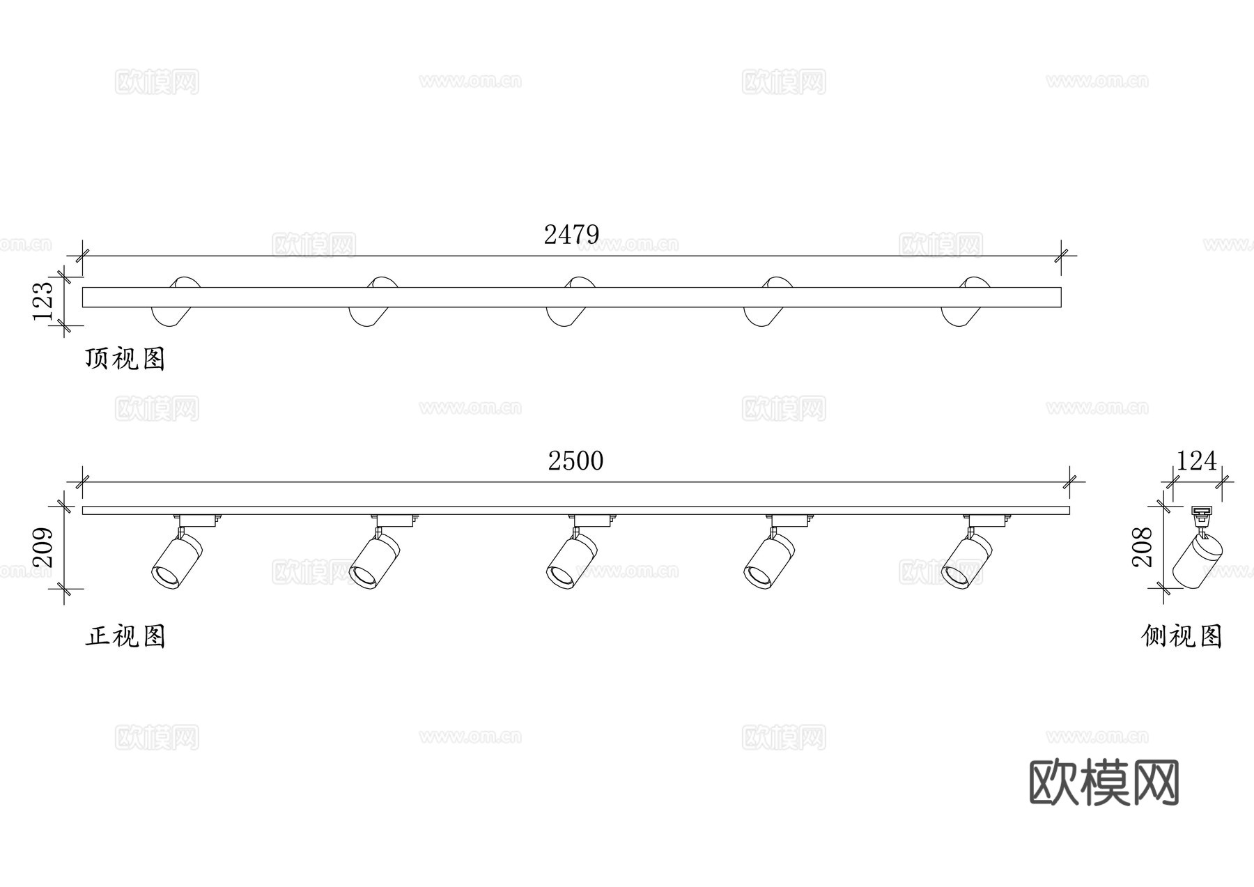 轨道灯 导轨灯 轨道射灯 导轨灯具 轨道照明灯具cad施工图cad施工图
