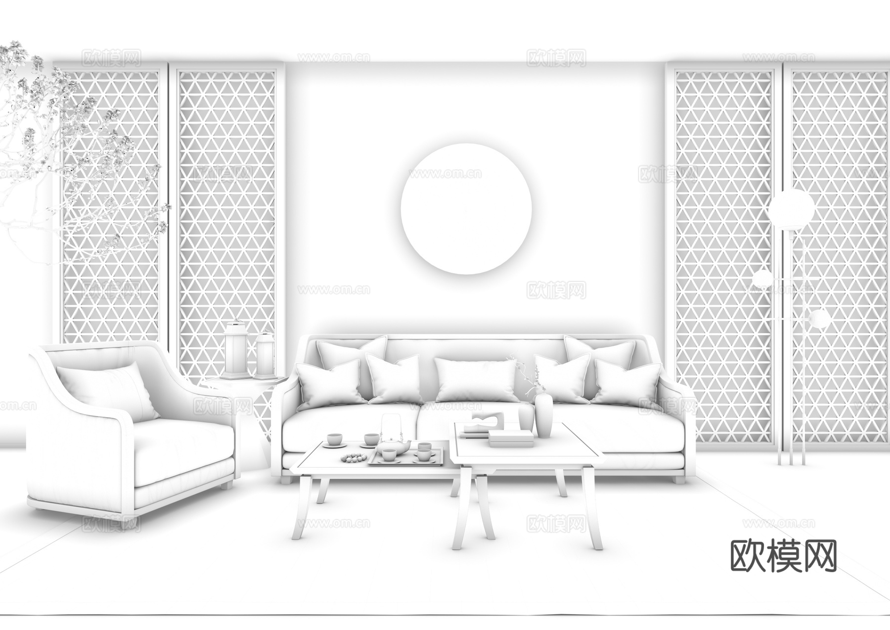 新中式沙发组合3d模型