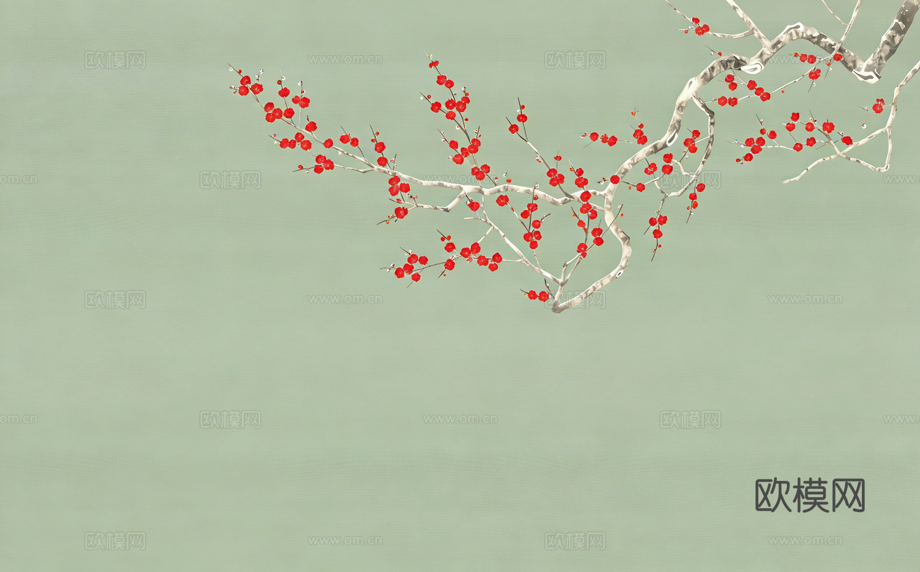 中式古典梅花背景墙