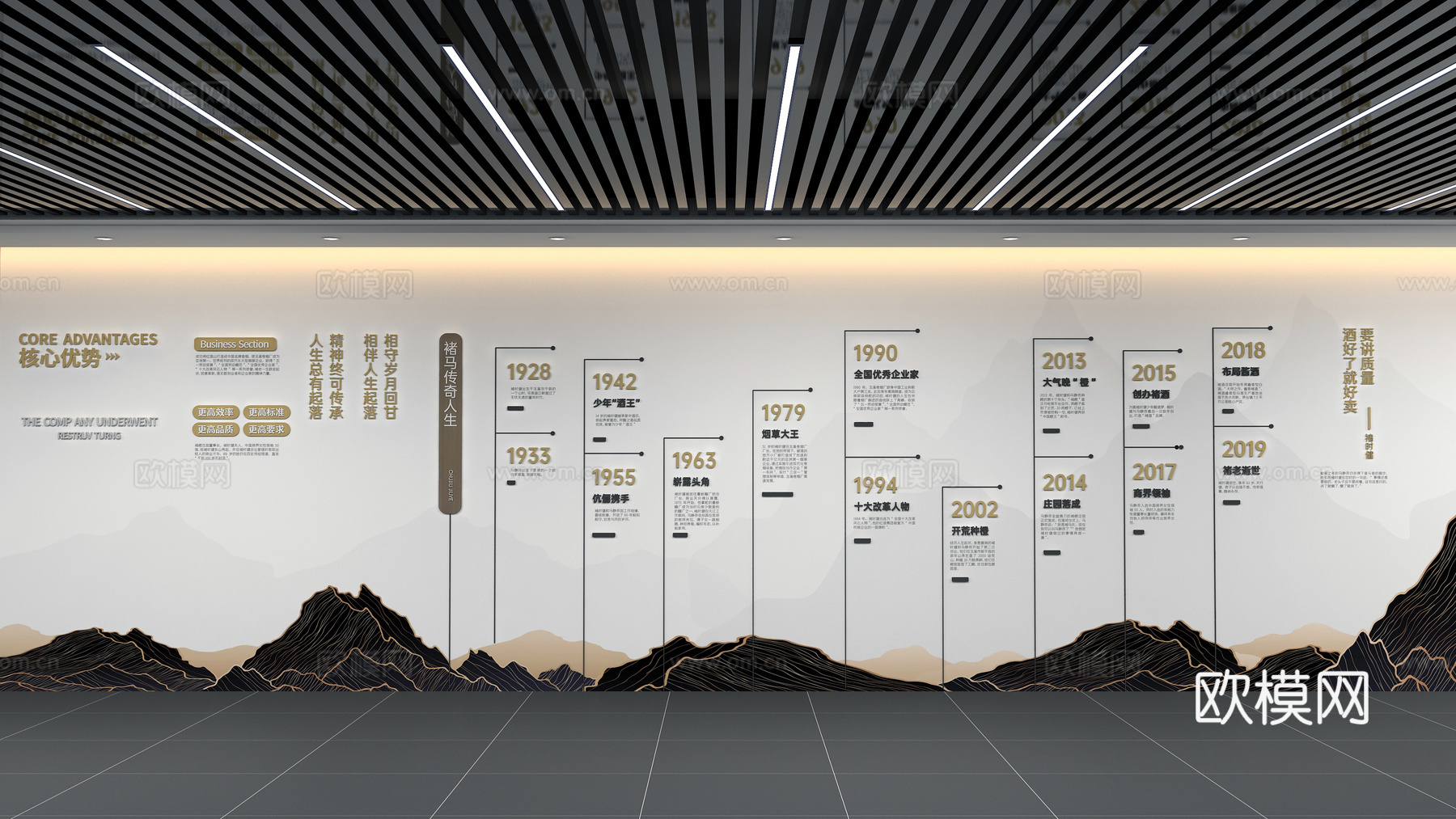 企业文化墙 发展历程文化墙3d模型