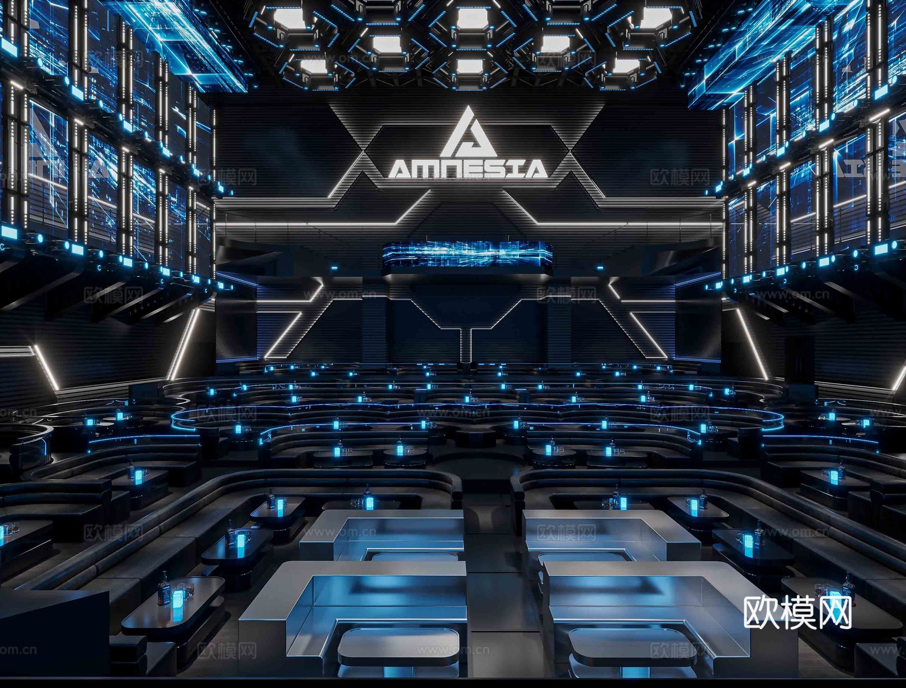 科技风酒吧 最新全套 效果图 施工图设计cad施工图