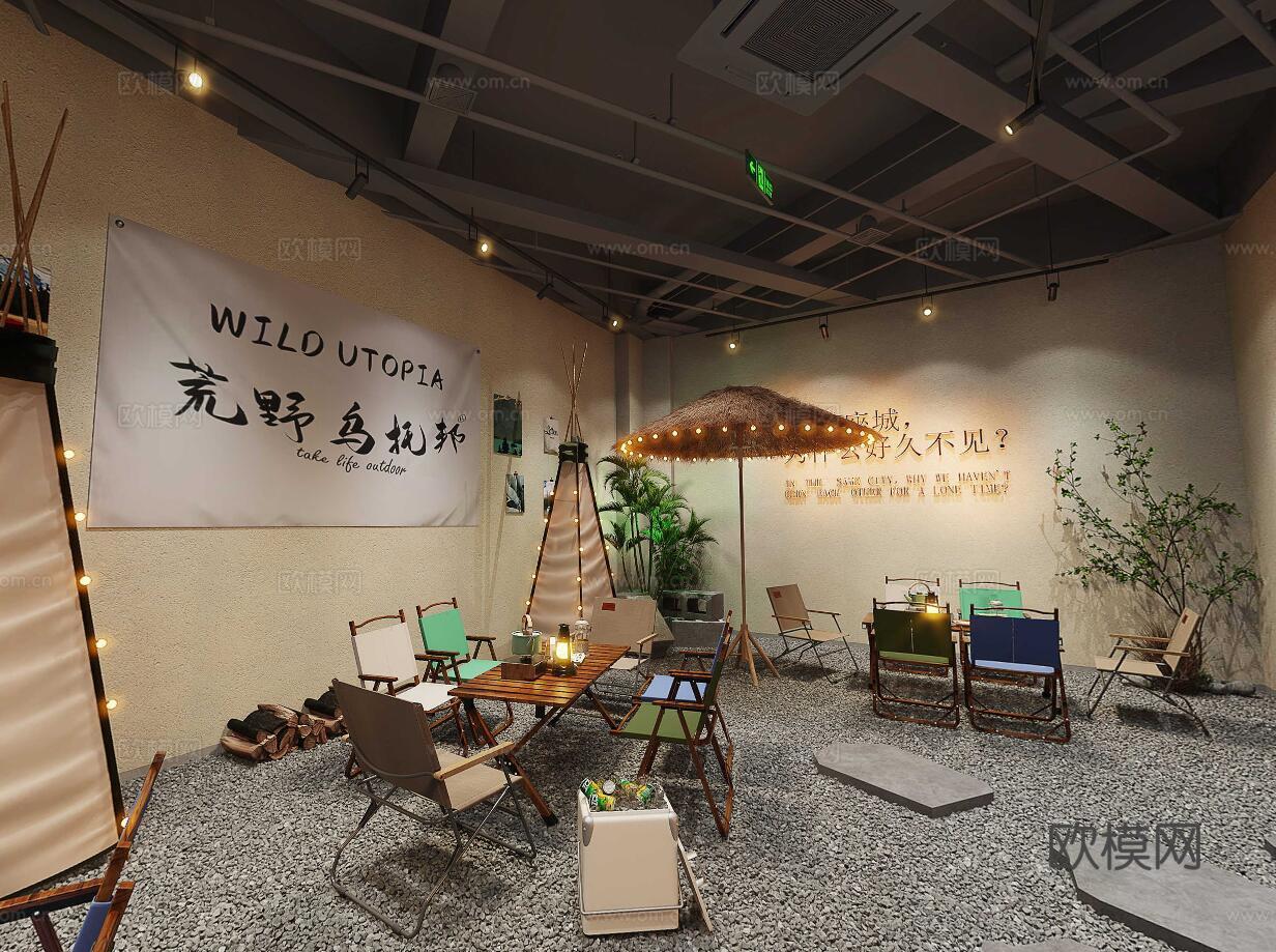 网红风烧烤店 最新全套 效果图 施工图设计cad施工图