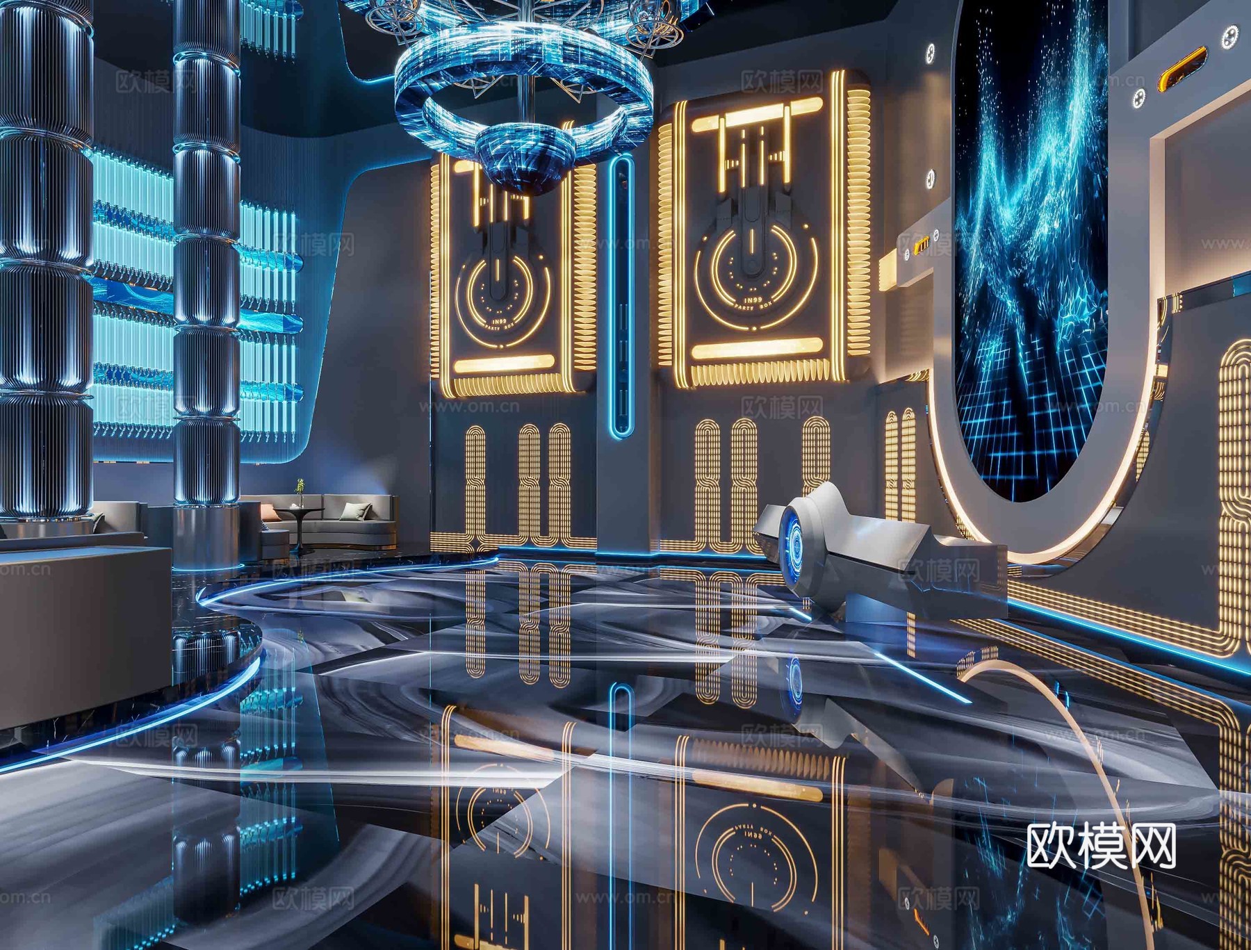 科技风酒吧 最新全套 效果图 施工图设计cad施工图