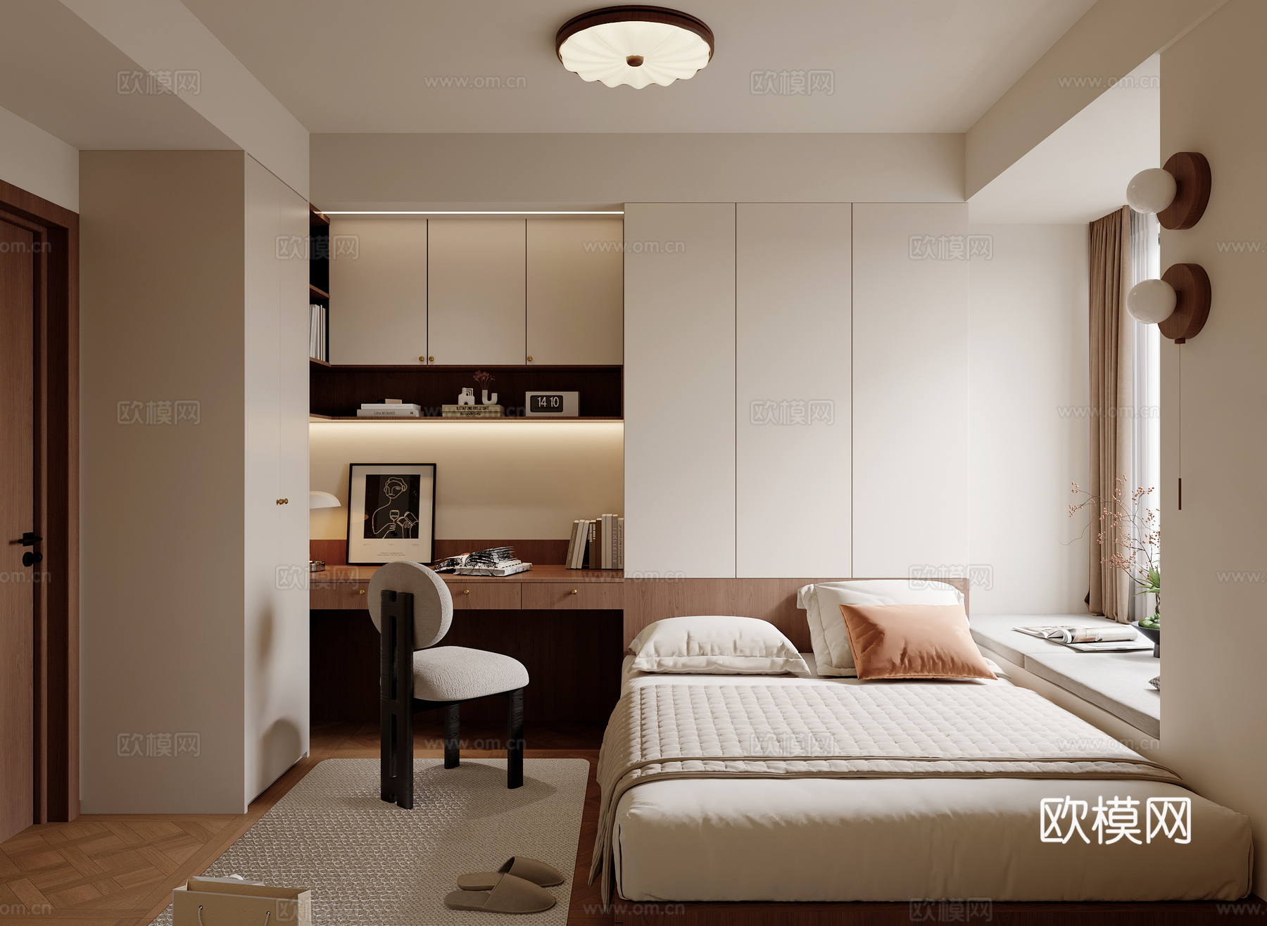 中古风榻榻米卧室su模型