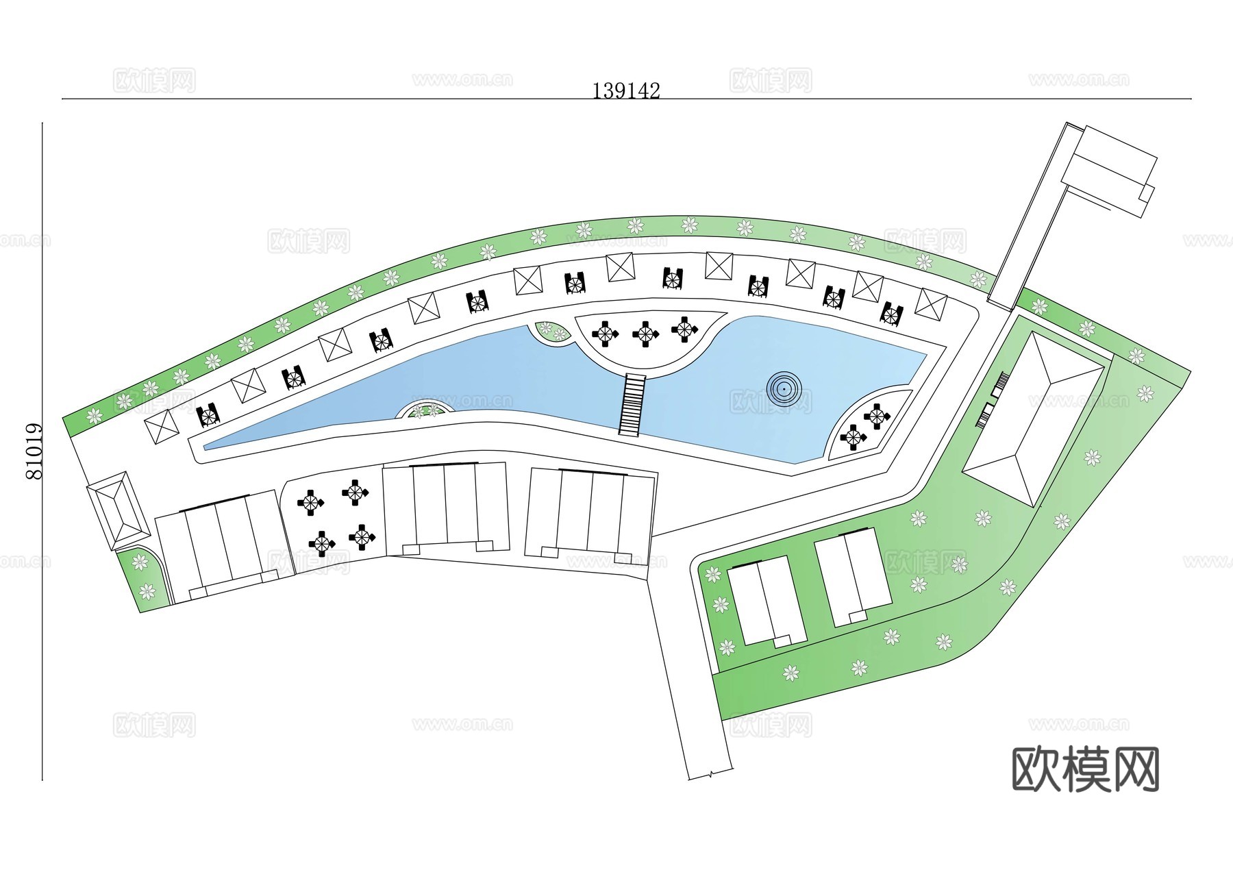 豪华泳池 高档泳池 奢华泳池 高端游泳池 精装游泳池cad施工图