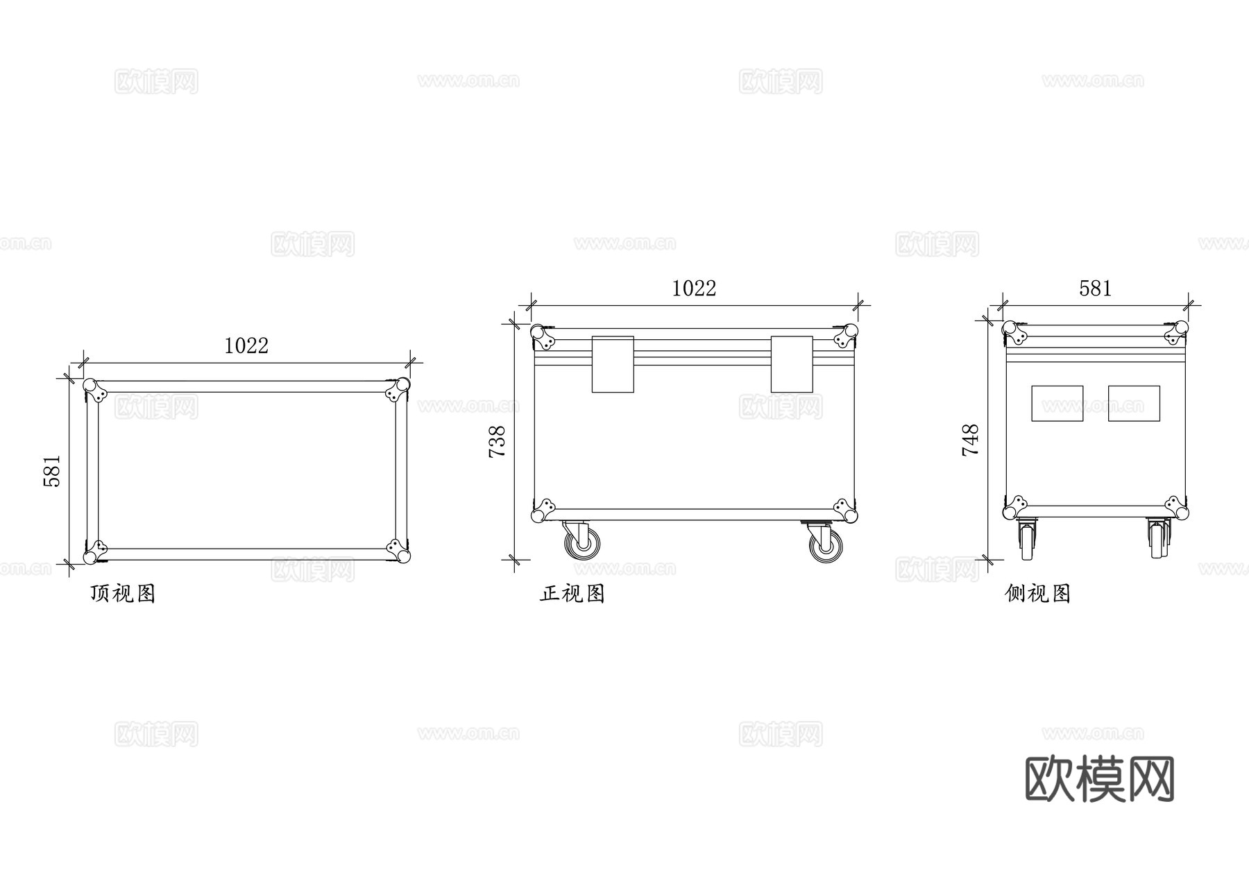 设备箱 仪器箱 铝合金箱 运输箱 防震箱cad施工图