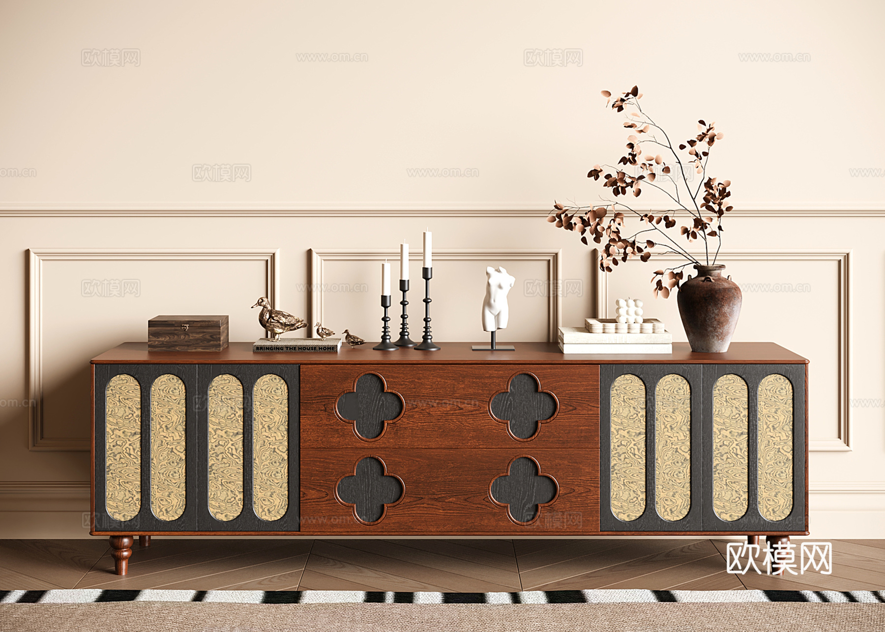 法式中古电视柜su模型