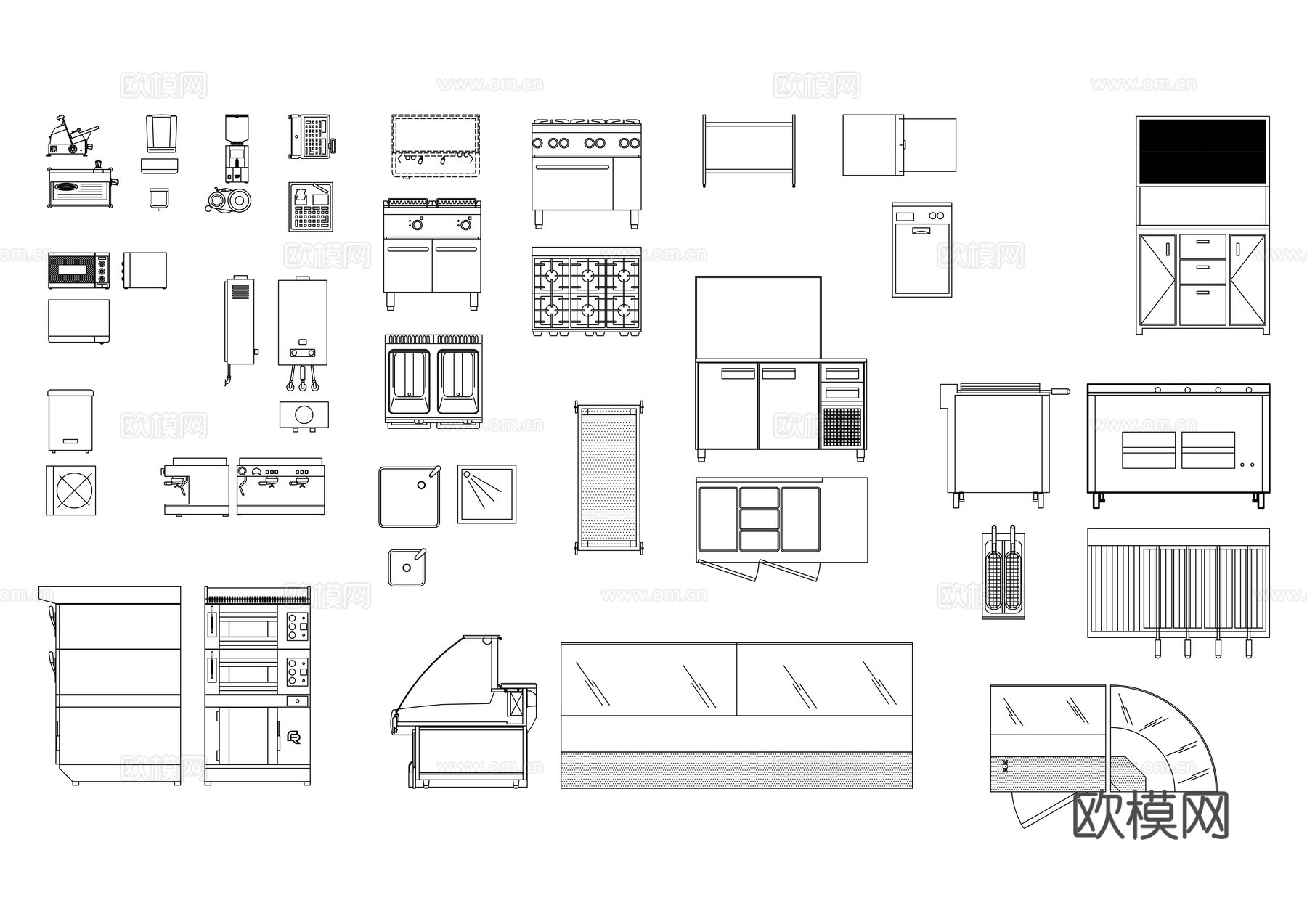 厨房小家电 厨房电器 厨电用品 厨房厨具电器 家用厨房电器cad施工图