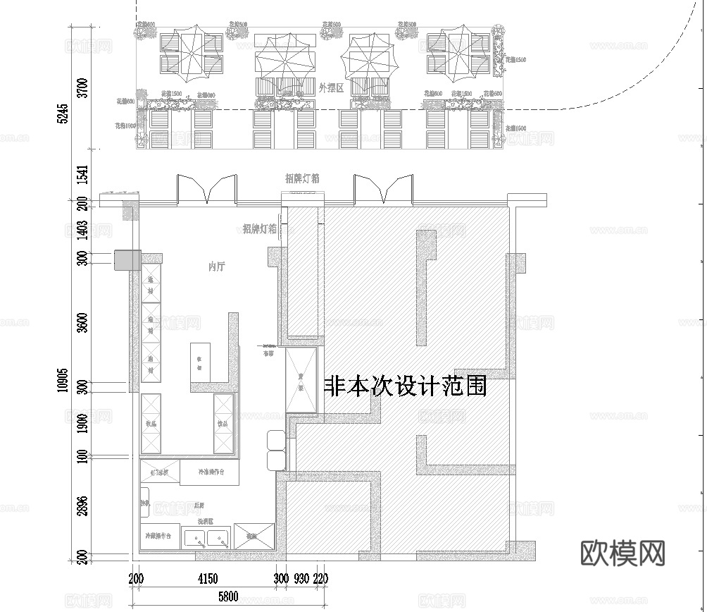露营风地摊烧烤店 最新全套 效果图 施工图设计cad施工图