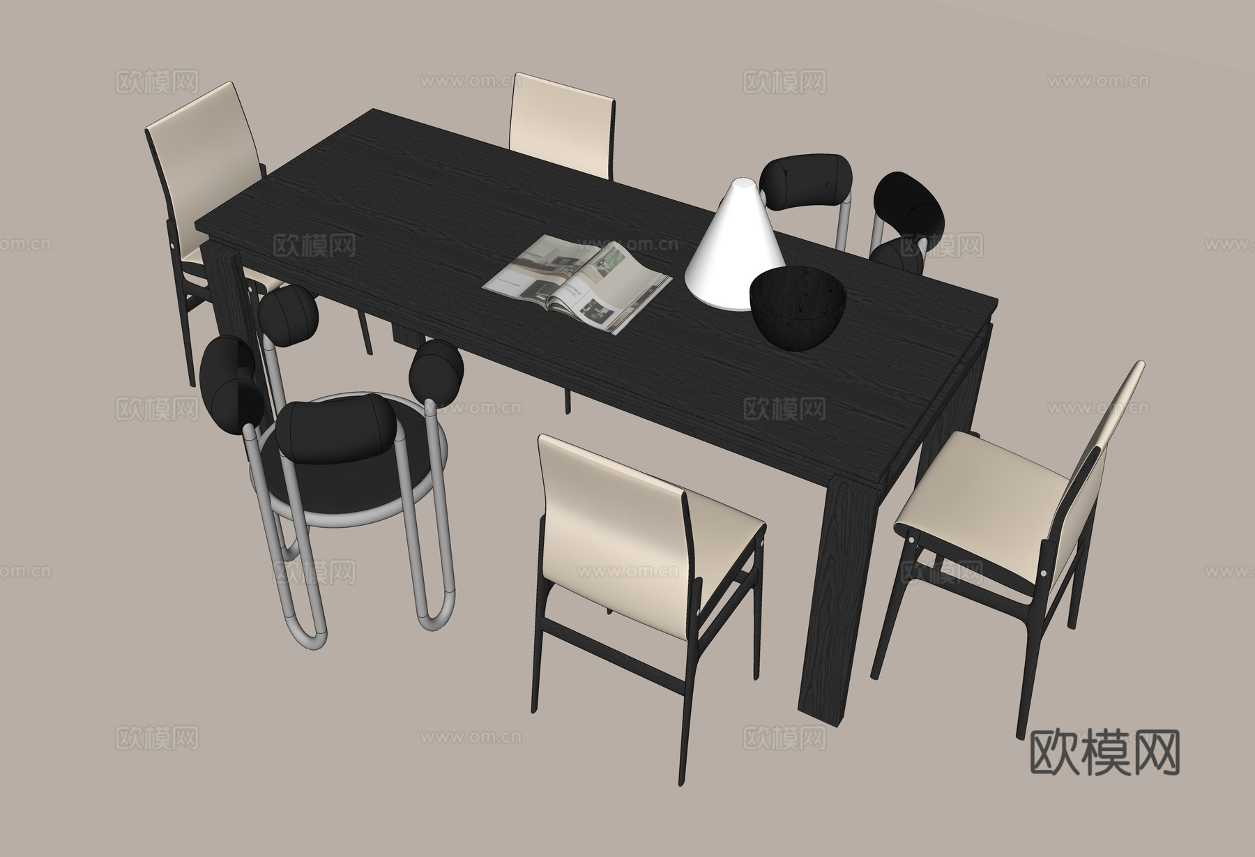 餐桌椅组合 餐桌 休闲椅su模型