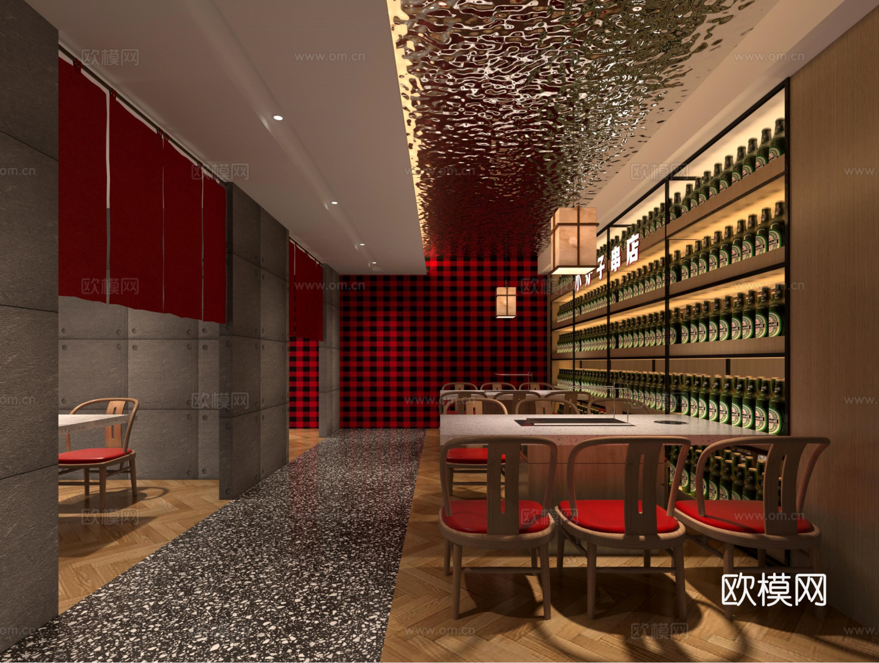 网红风烧烤店 最新全套 效果图 施工图设计cad施工图