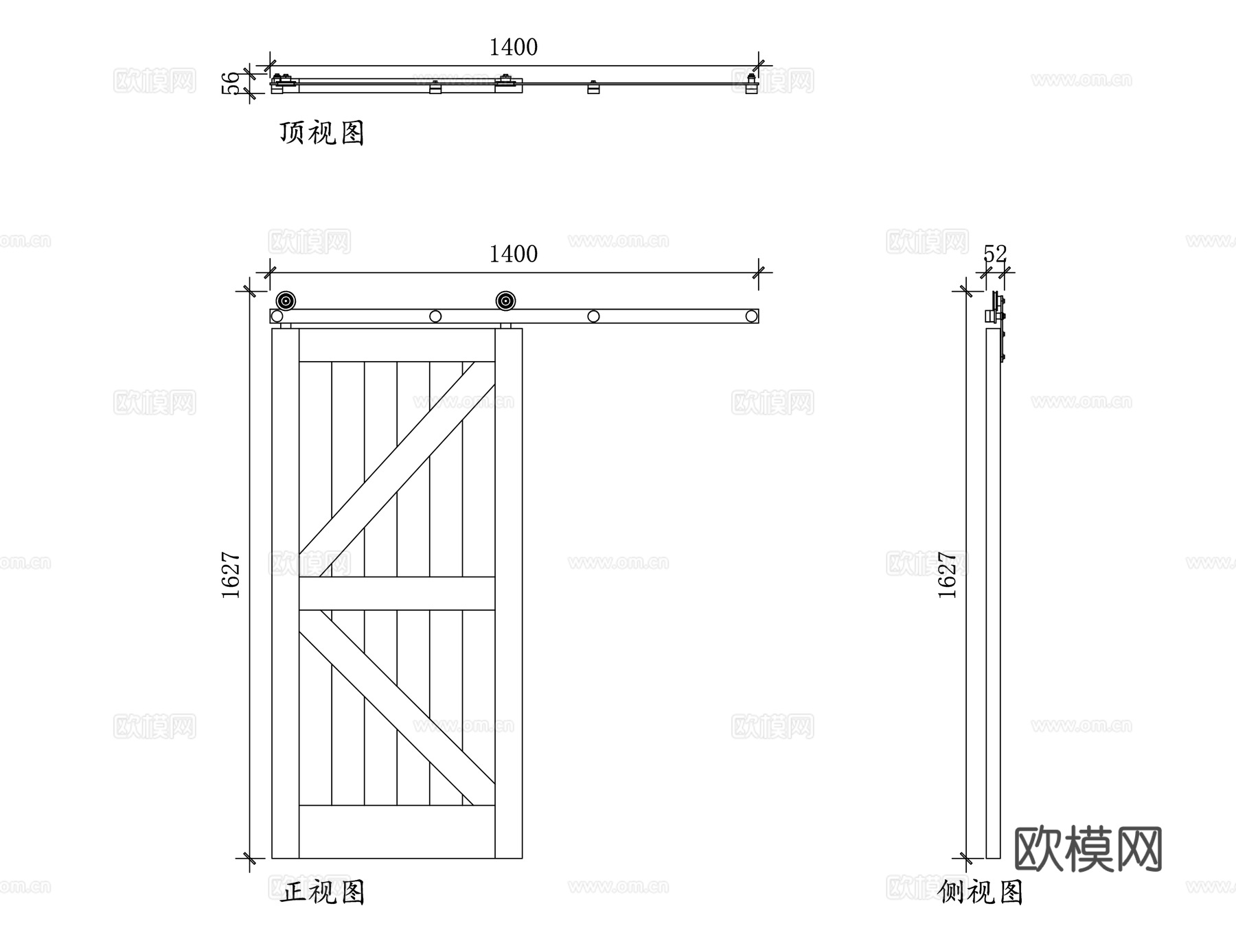 谷仓门 滑动门 吊轨谷仓门 移门谷仓门 轨道谷仓门cad施工图