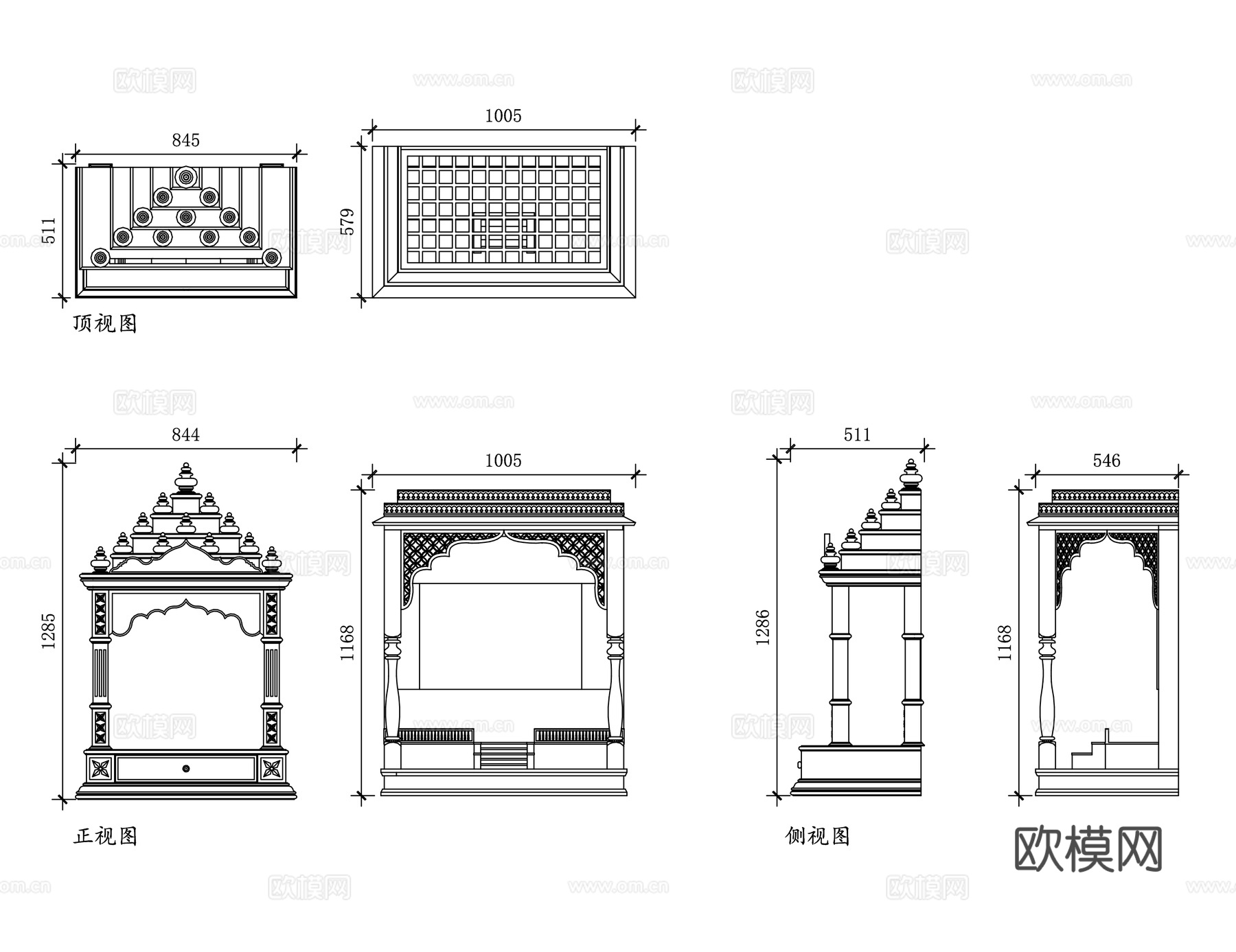 佛龛 家堂 神龛 家庭佛堂 家用神台cad施工图