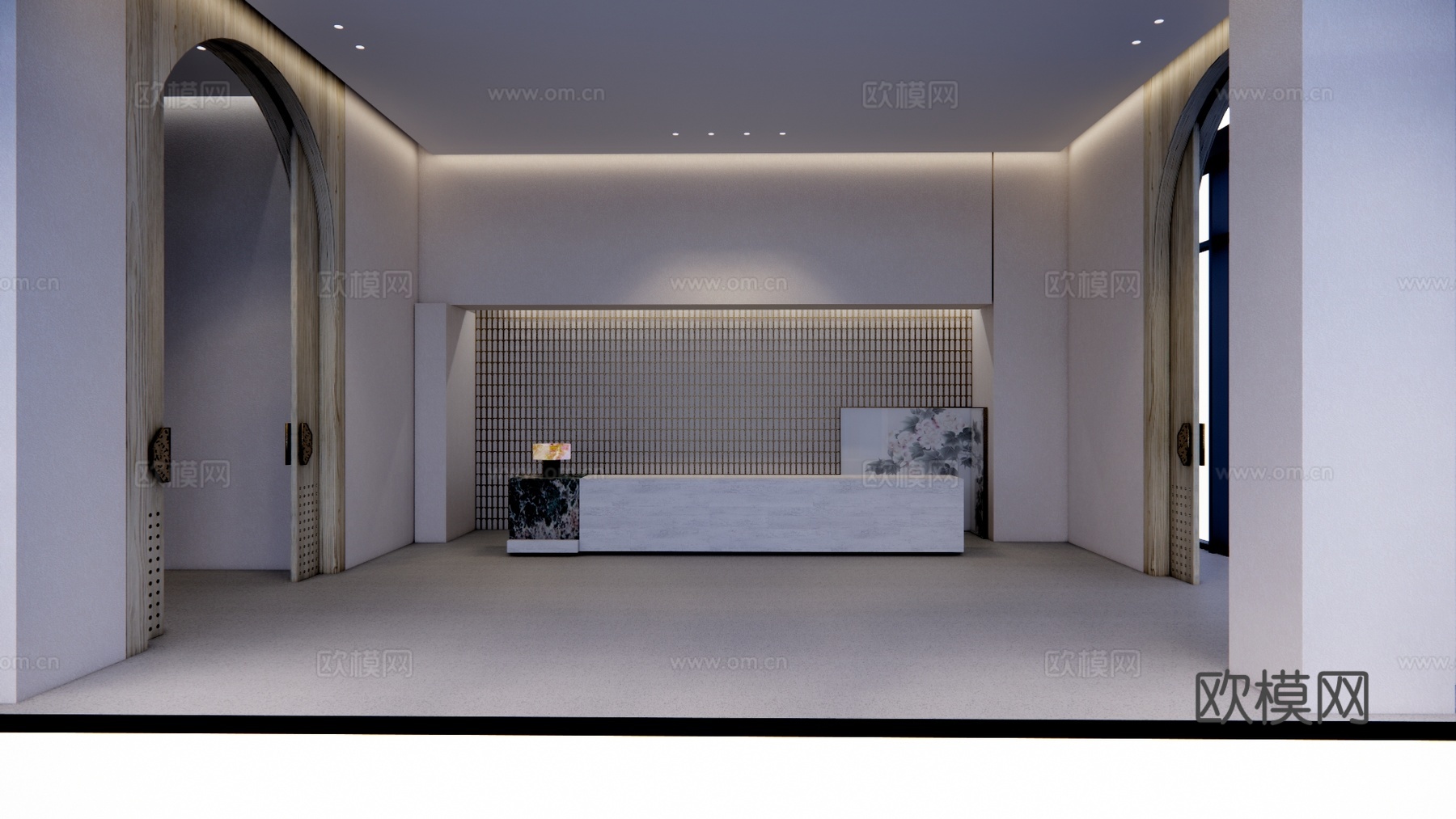 公司前台 办公空间 接待su模型