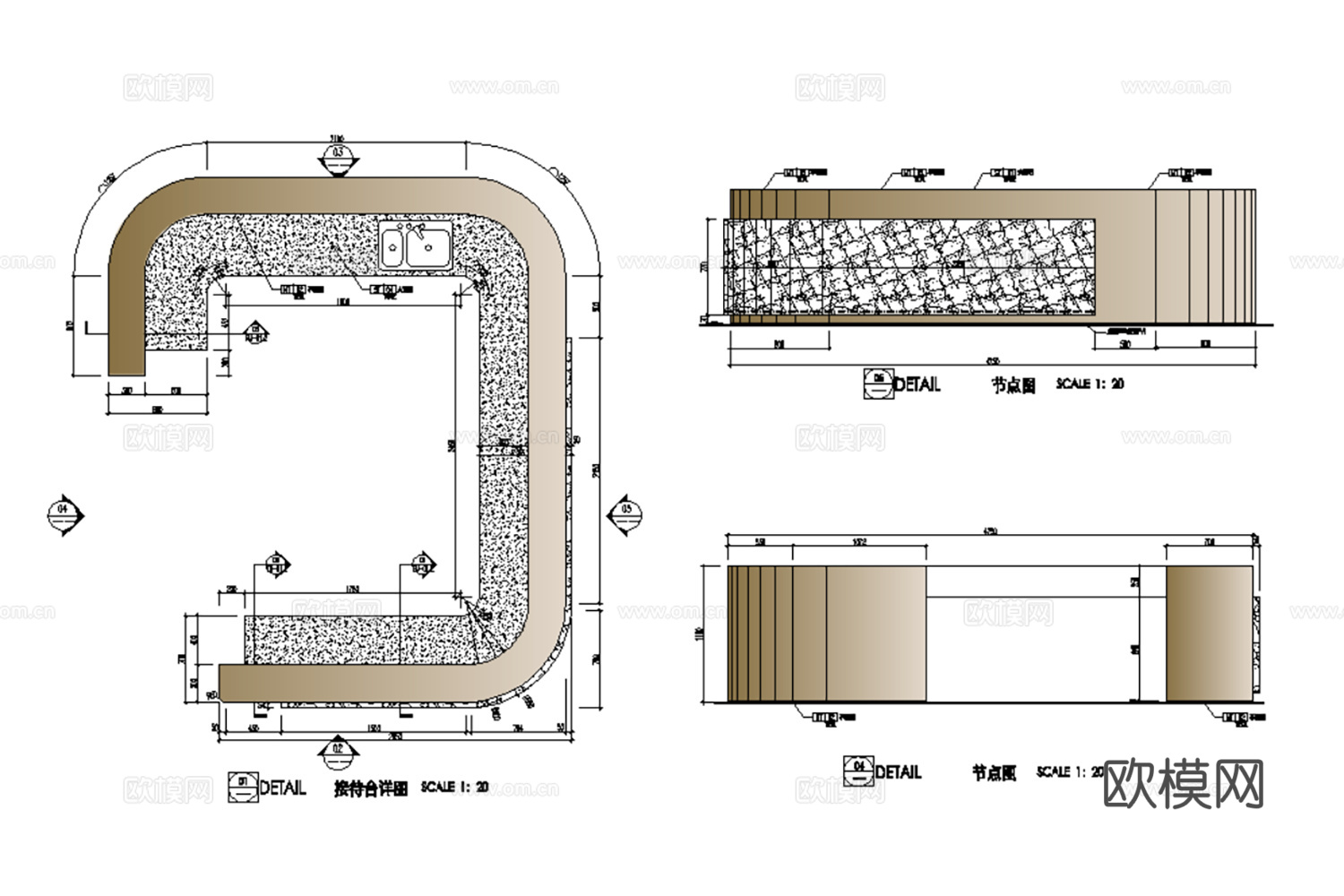 23套前台接待台吧台CAD节点大样施工图最新整理合集cad施工图