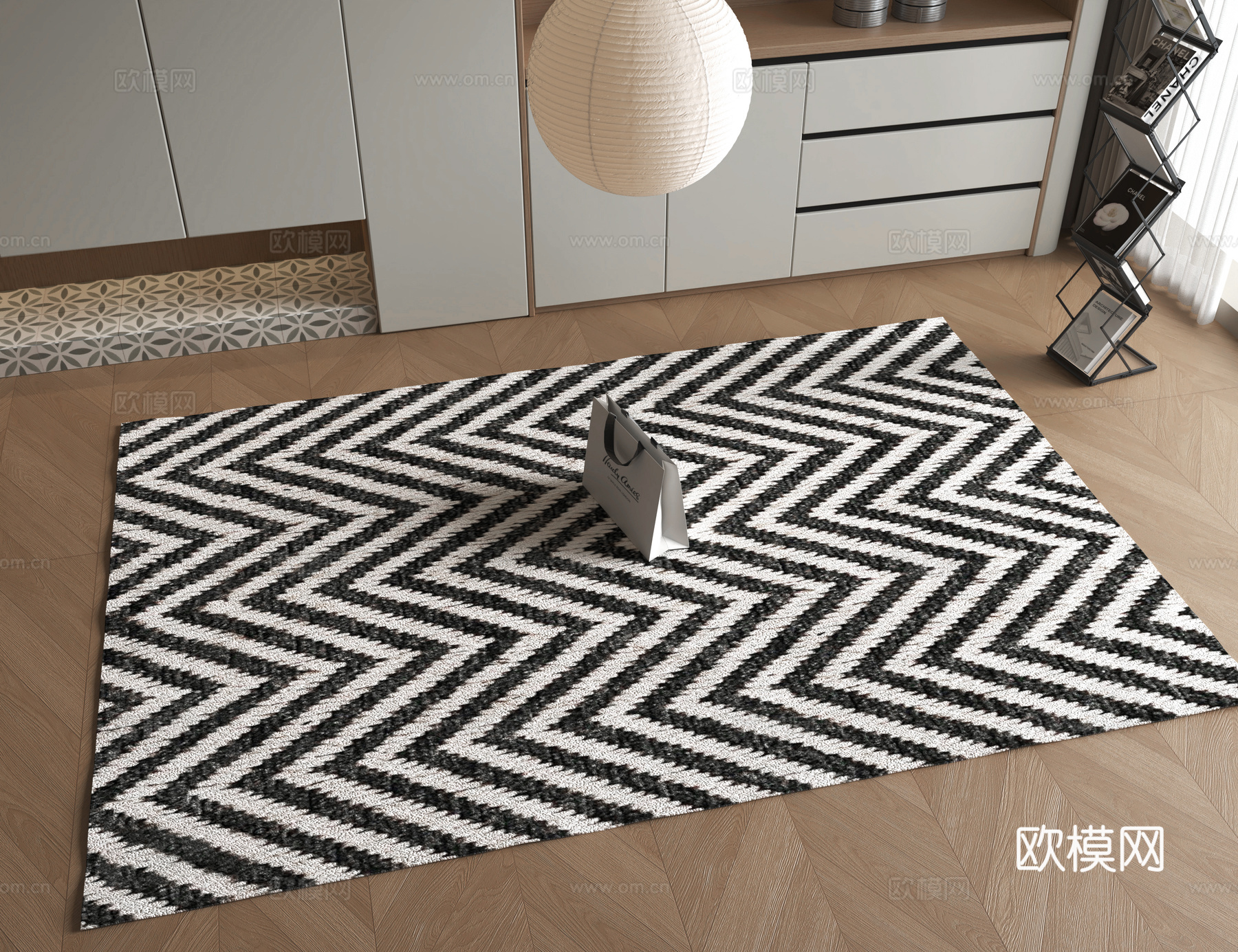 现代 方形地毯su模型
