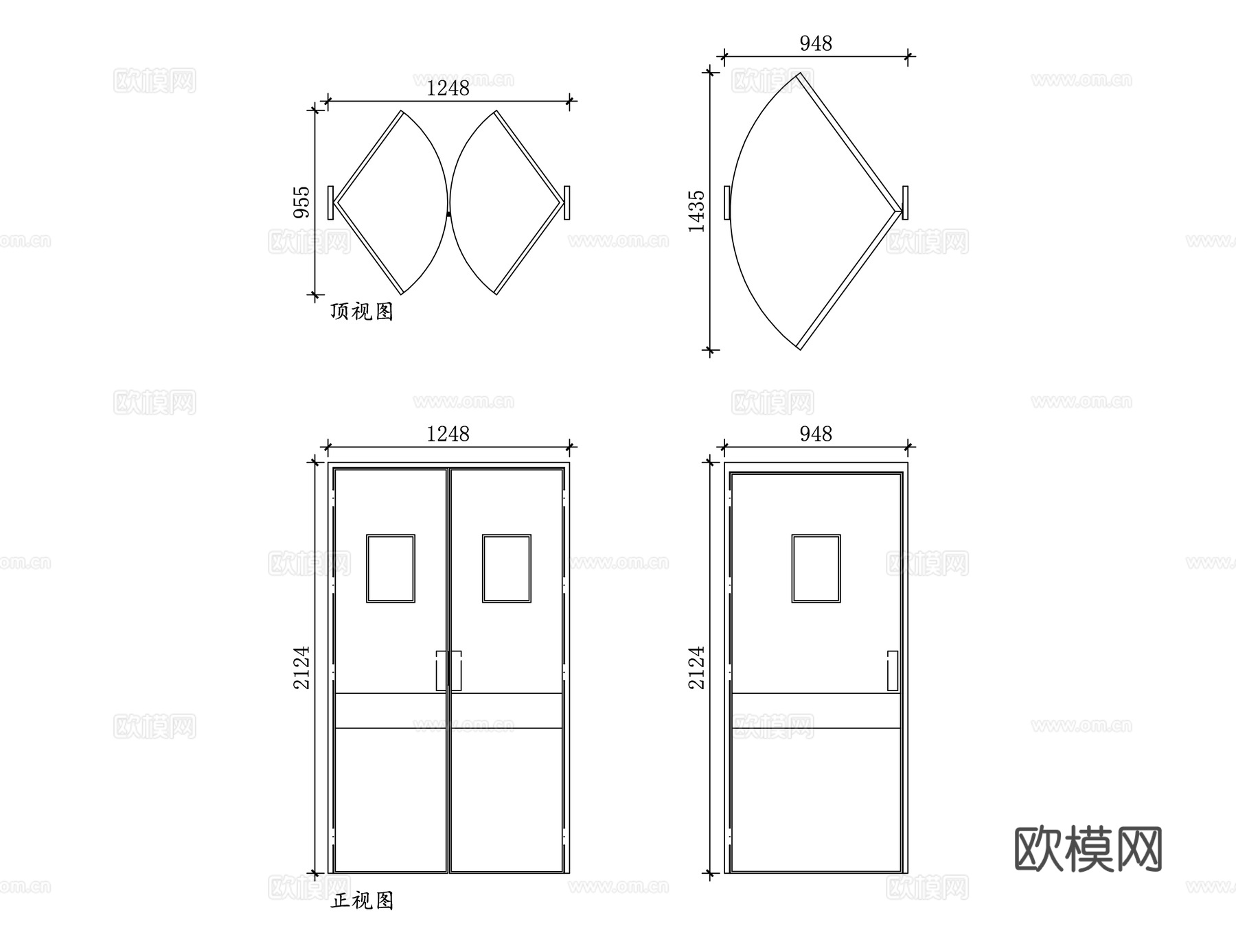 合页门 平开门 转轴门 铰链平开门 折页门cad施工图