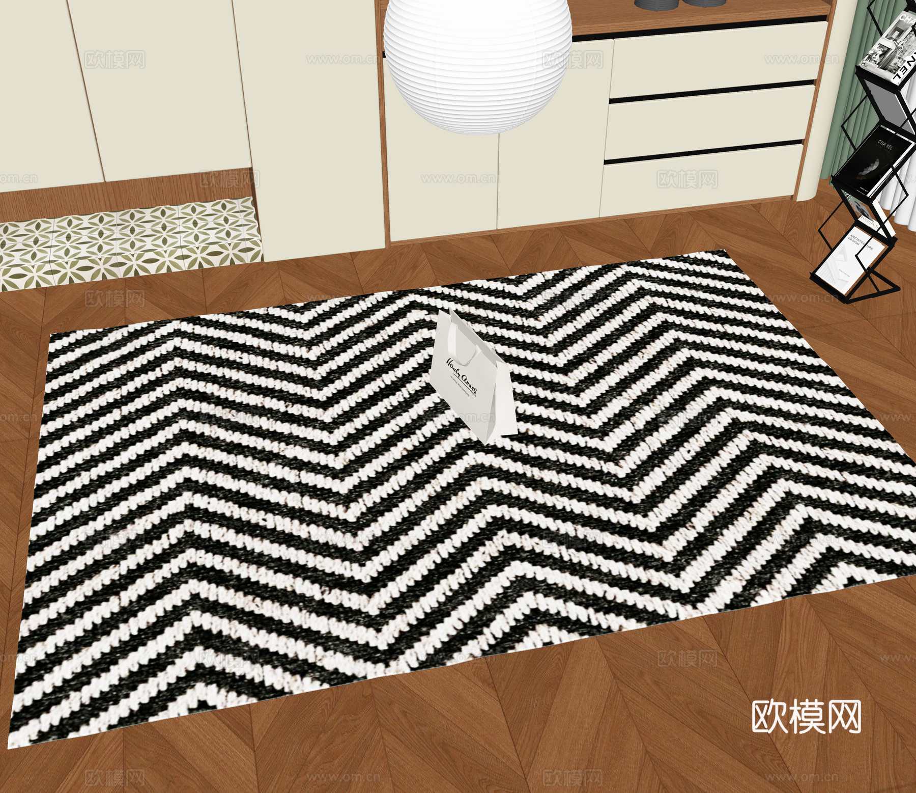 现代 方形地毯su模型