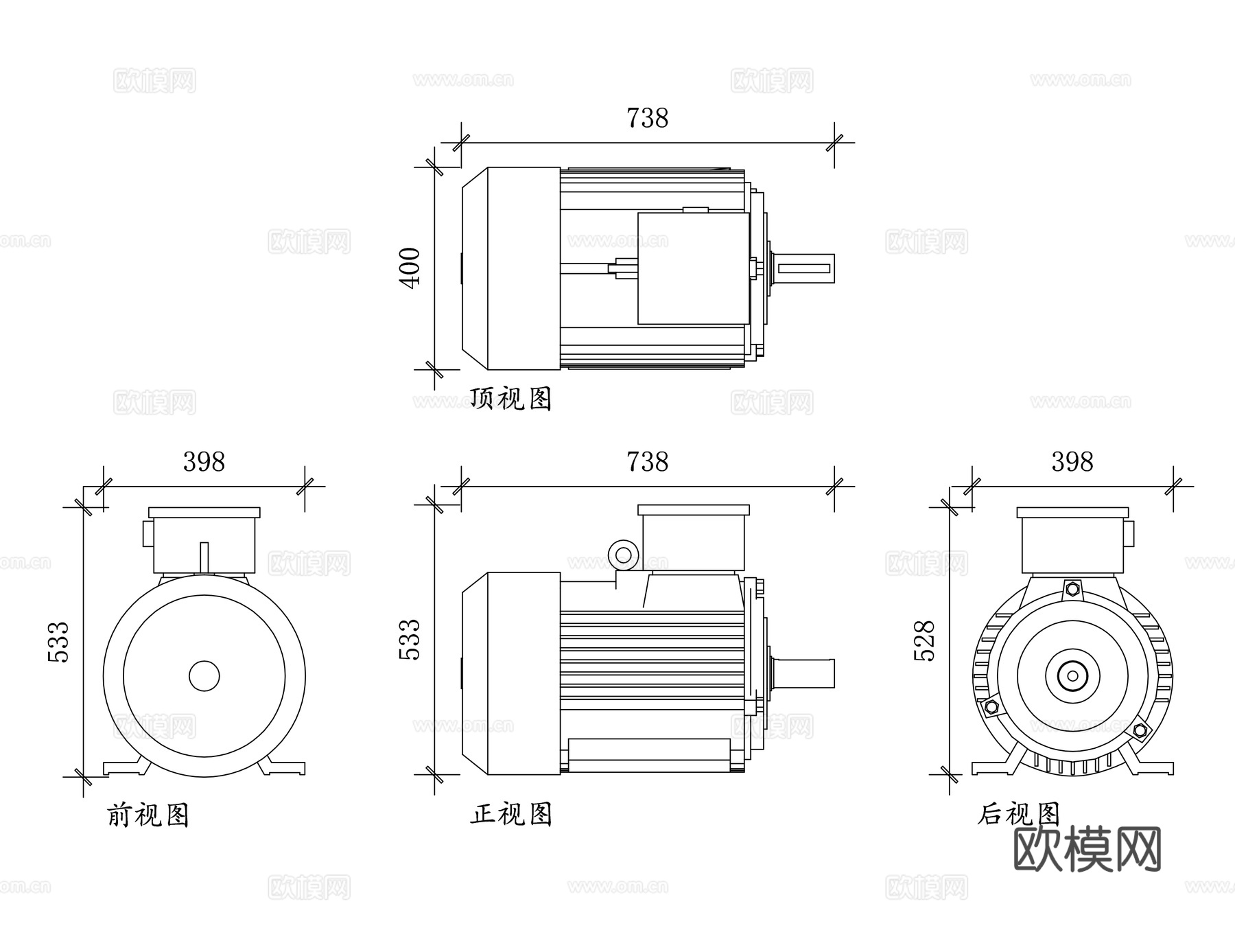 异步电机 感应式电动机 交流感应电机 异步电动机 感应马达cad施工图