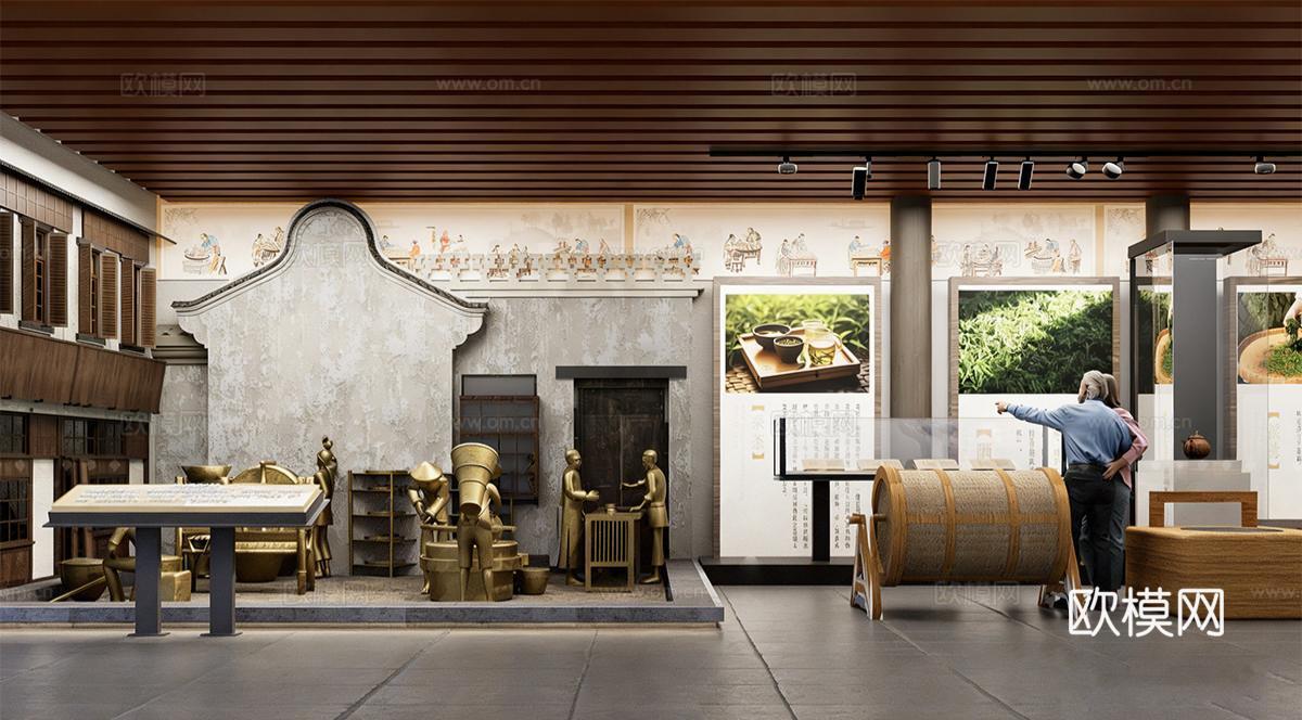 新中式茶馆 茶叶工坊su模型
