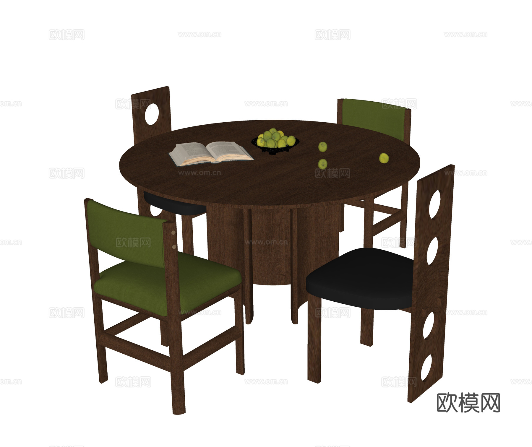 现代餐桌椅 圆形餐桌 餐椅su模型